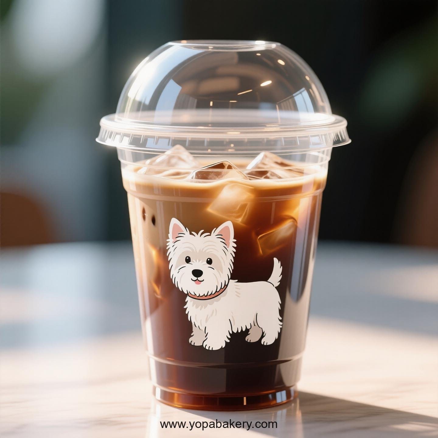 West Highland White Terrier Themed Clear Plastic Cups - Disposable PP & PET Coffee Cups with Lids