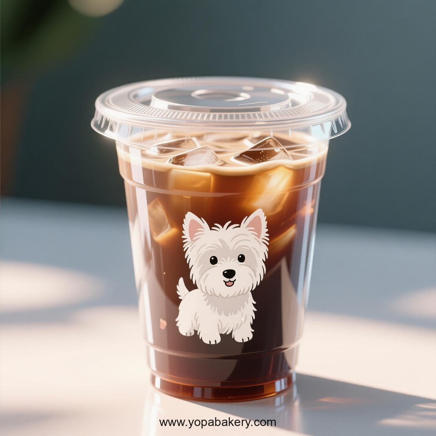 West Highland White Terrier Themed Clear Plastic Cups - Disposable PP & PET Coffee Cups with Lids