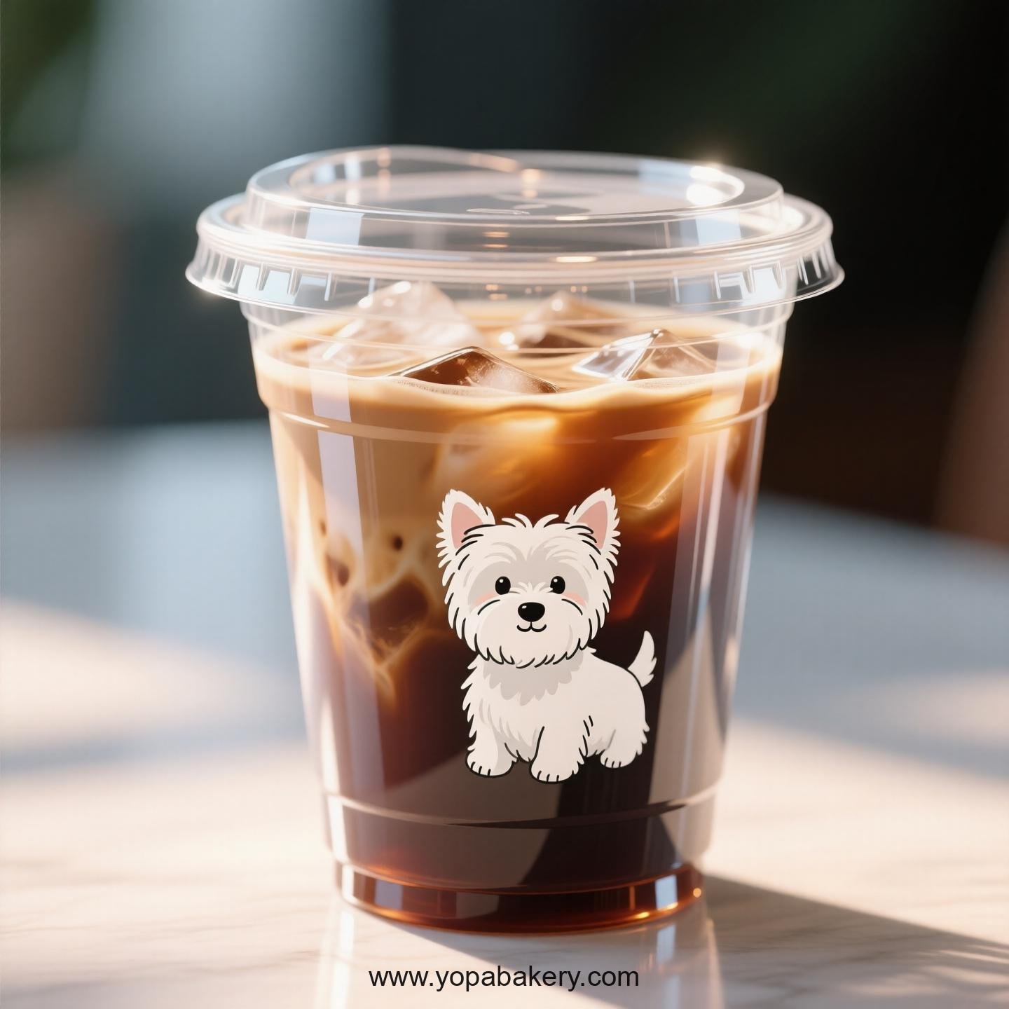 West Highland White Terrier Themed Clear Plastic Cups - Disposable PP & PET Coffee Cups with Lids