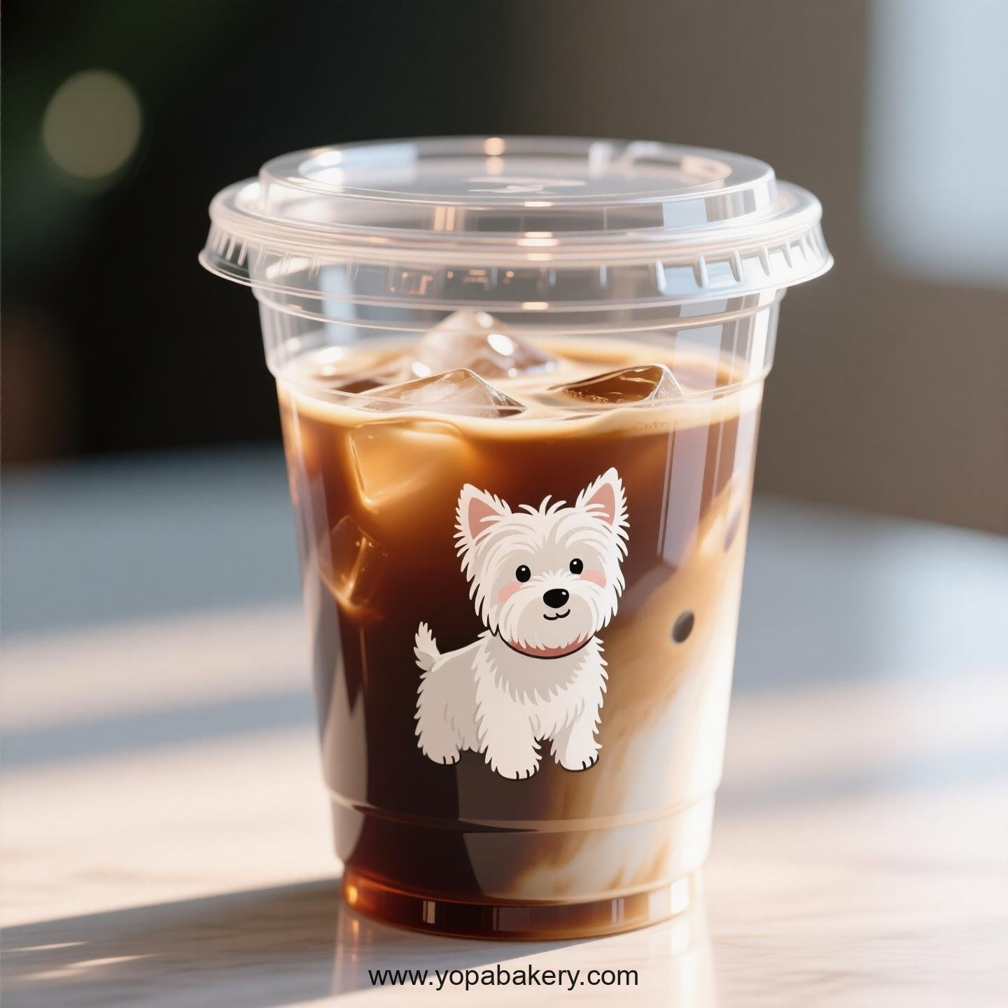 West Highland White Terrier Themed Clear Plastic Cups - Disposable PP & PET Coffee Cups with Lids