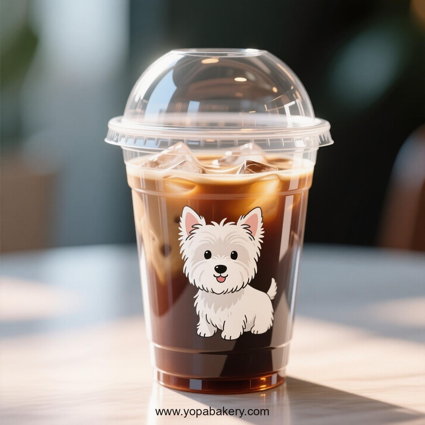 West Highland White Terrier Themed Clear Plastic Cups - Disposable PP & PET Coffee Cups with Lids