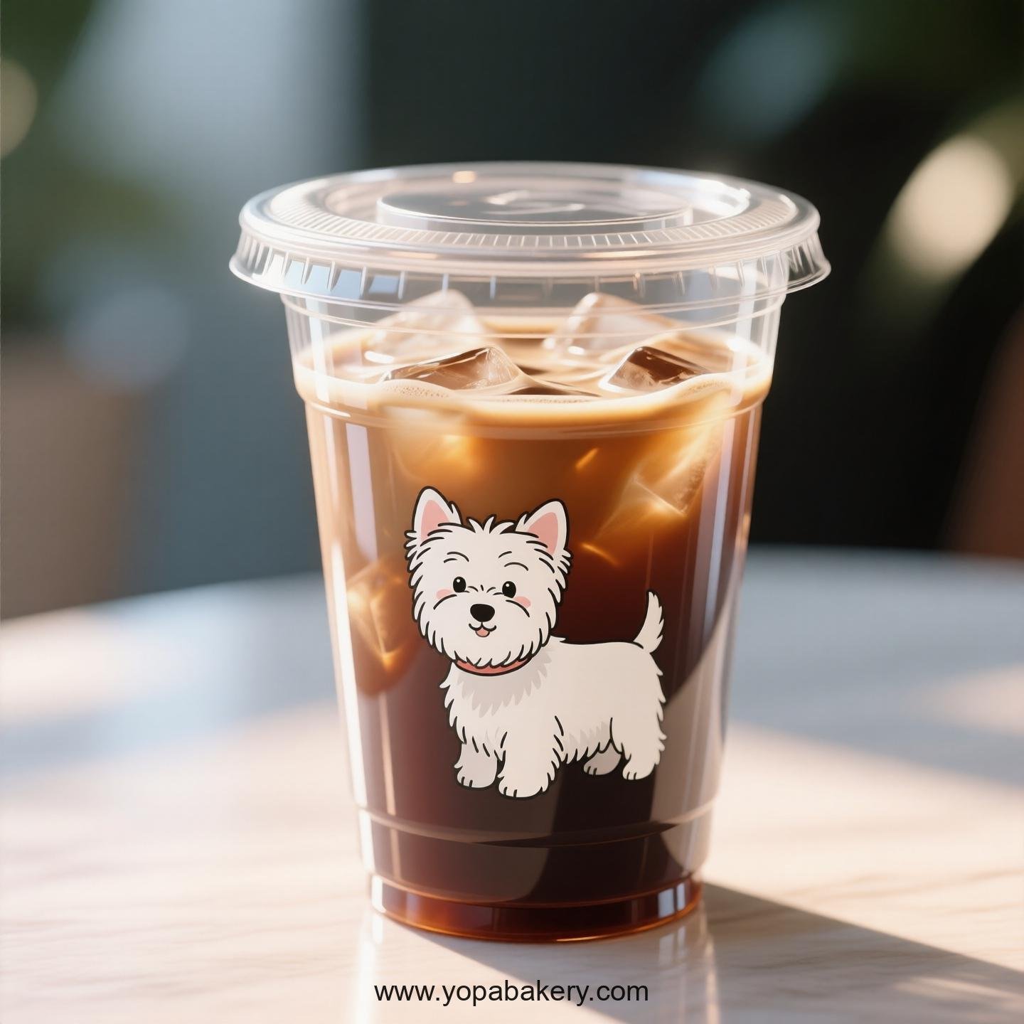 West Highland White Terrier Themed Clear Plastic Cups - Disposable PP & PET Coffee Cups with Lids