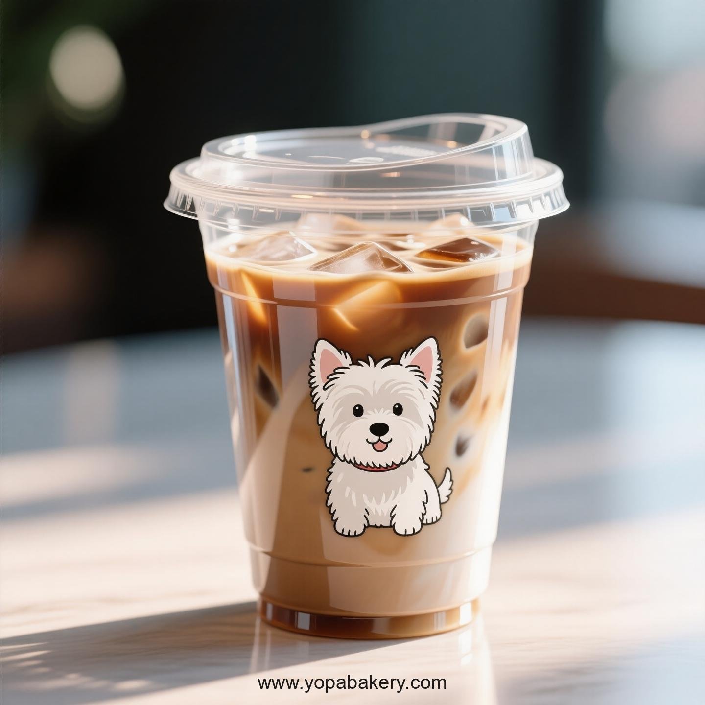 West Highland White Terrier Themed Clear Plastic Cups - Disposable PP & PET Coffee Cups with Lids