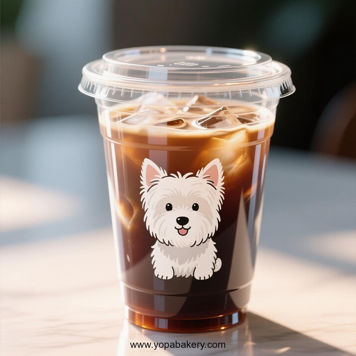 West Highland White Terrier Themed Clear Plastic Cups - Disposable PP & PET Coffee Cups with Lids