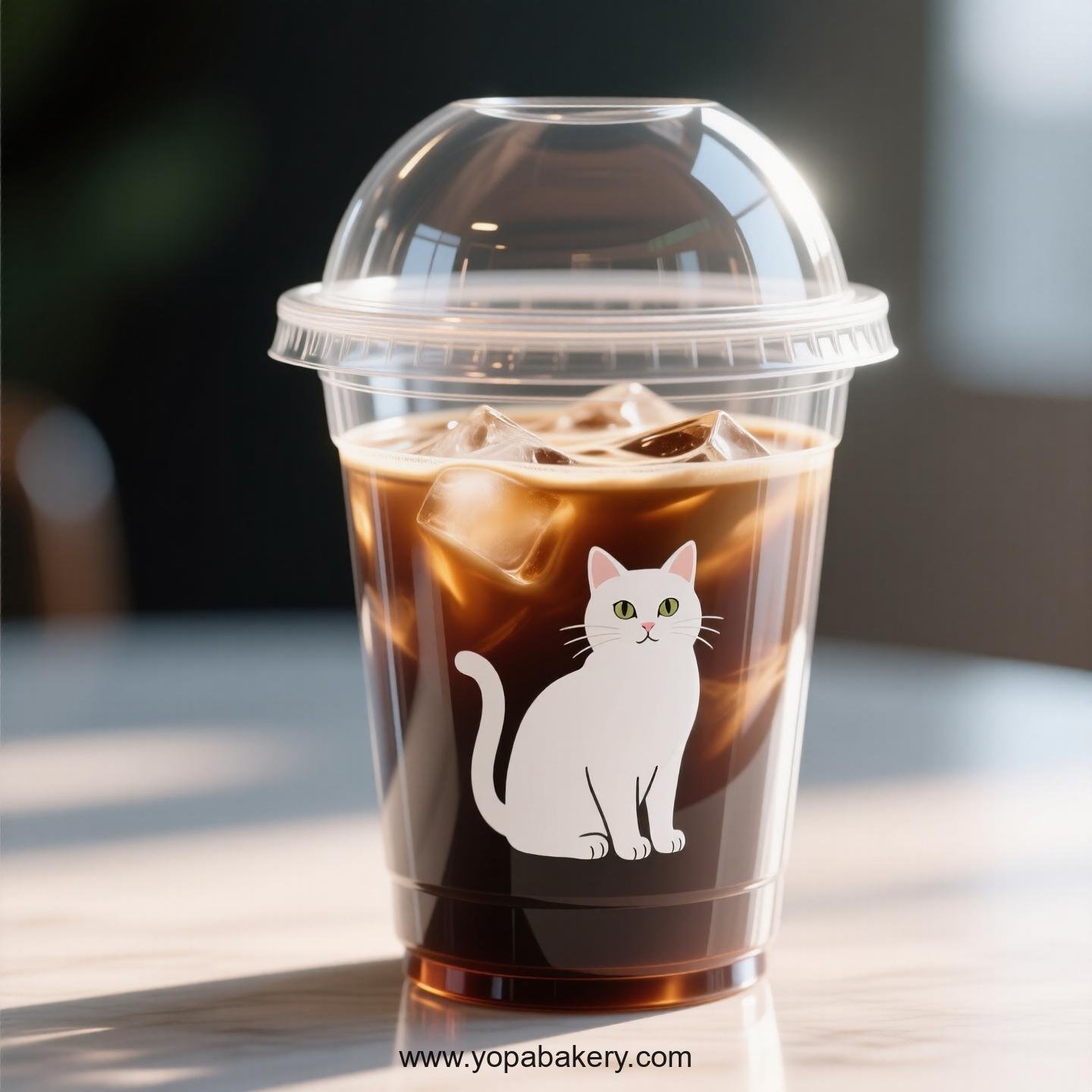 White cat Themed Clear Plastic Cups - Disposable PP & PET Coffee Cups with Lids White cat Themed Clear Plastic Cups - Disposable PP & PET Coffee Cups with Lids