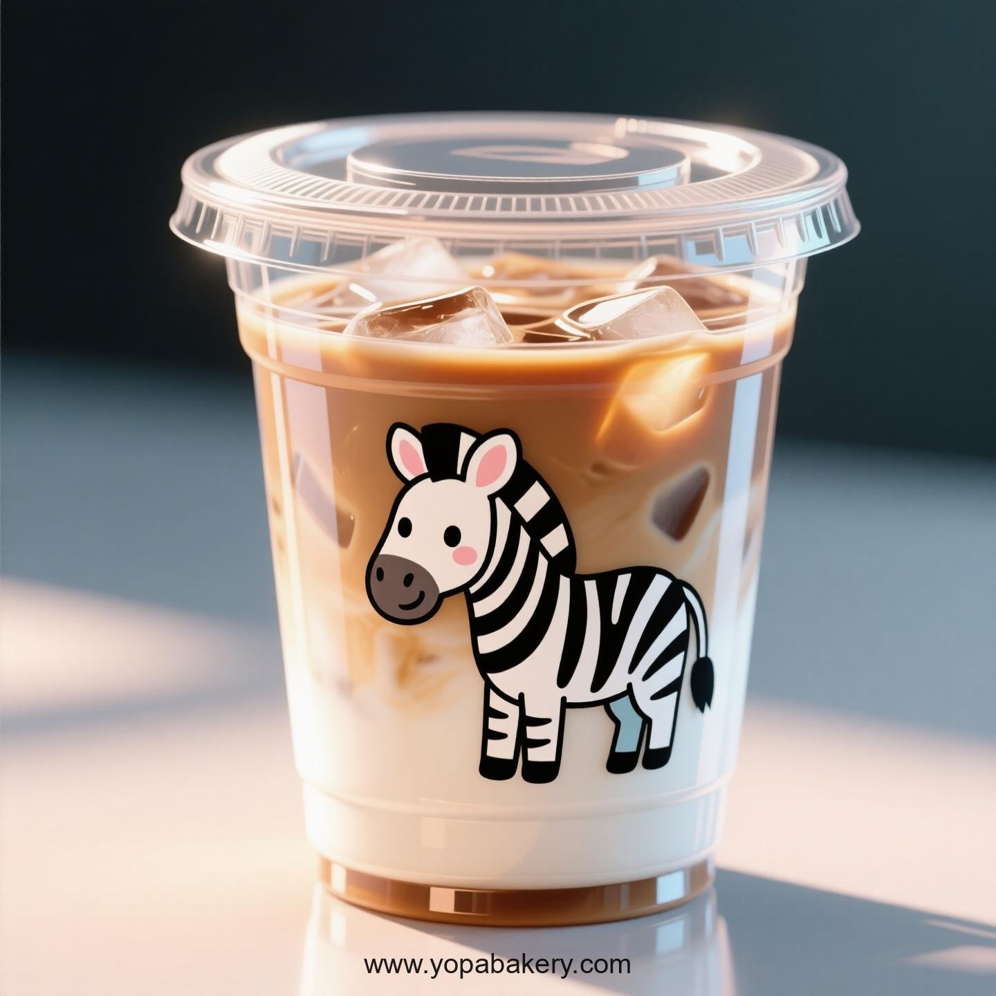 Zebra Themed Clear Plastic Cups - Disposable PP & PET Coffee Cups with Lids