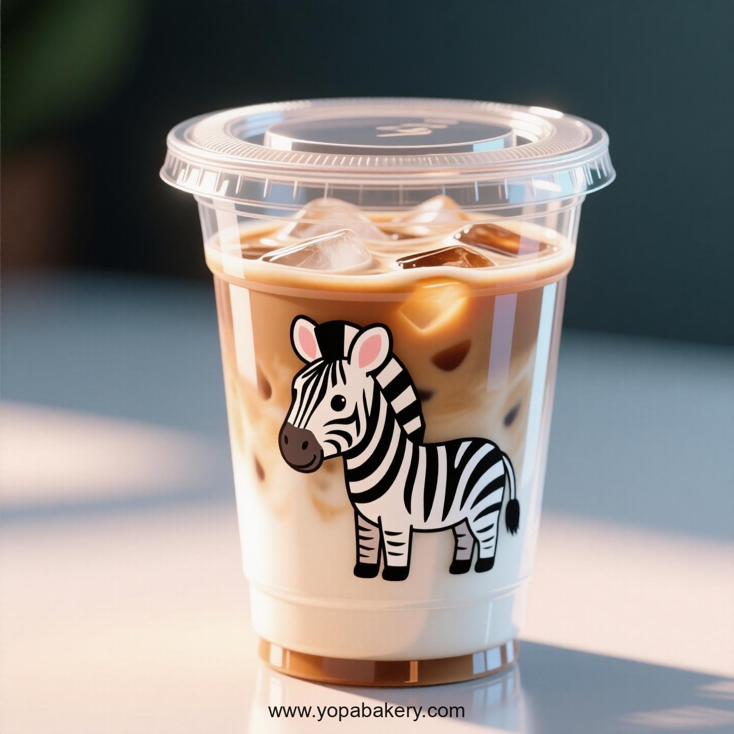 Zebra Themed Clear Plastic Cups - Disposable PP & PET Coffee Cups with Lids