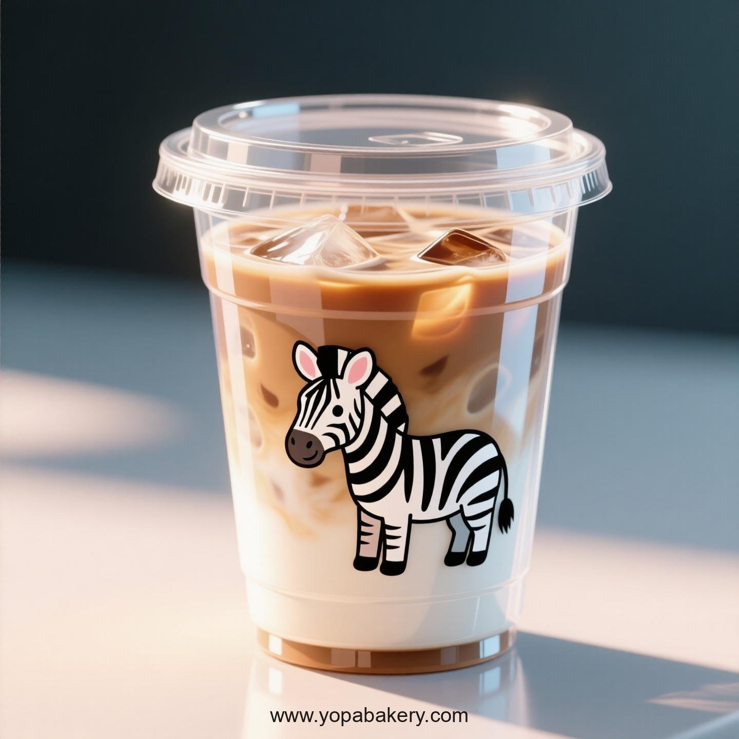 Zebra Themed Clear Plastic Cups - Disposable PP & PET Coffee Cups with Lids