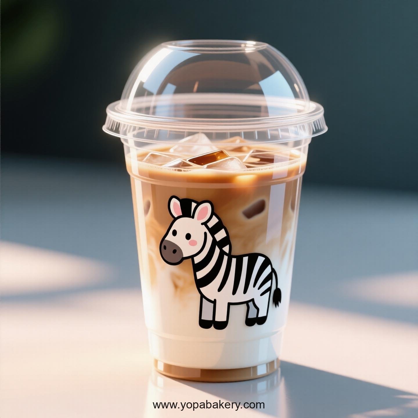 Zebra Themed Clear Plastic Cups - Disposable PP & PET Coffee Cups with Lids