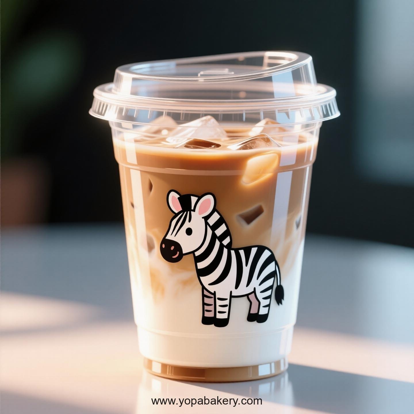 Zebra Themed Clear Plastic Cups - Disposable PP & PET Coffee Cups with Lids