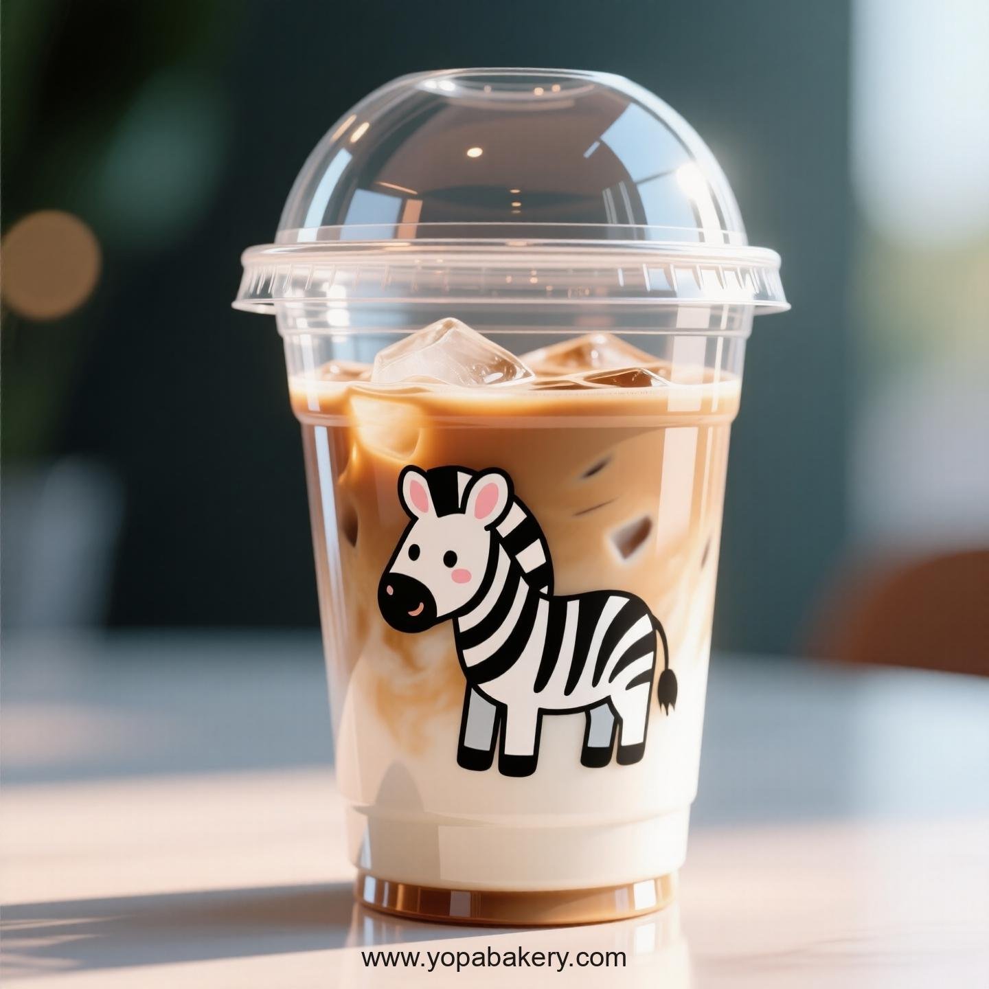 Zebra Themed Clear Plastic Cups - Disposable PP & PET Coffee Cups with Lids