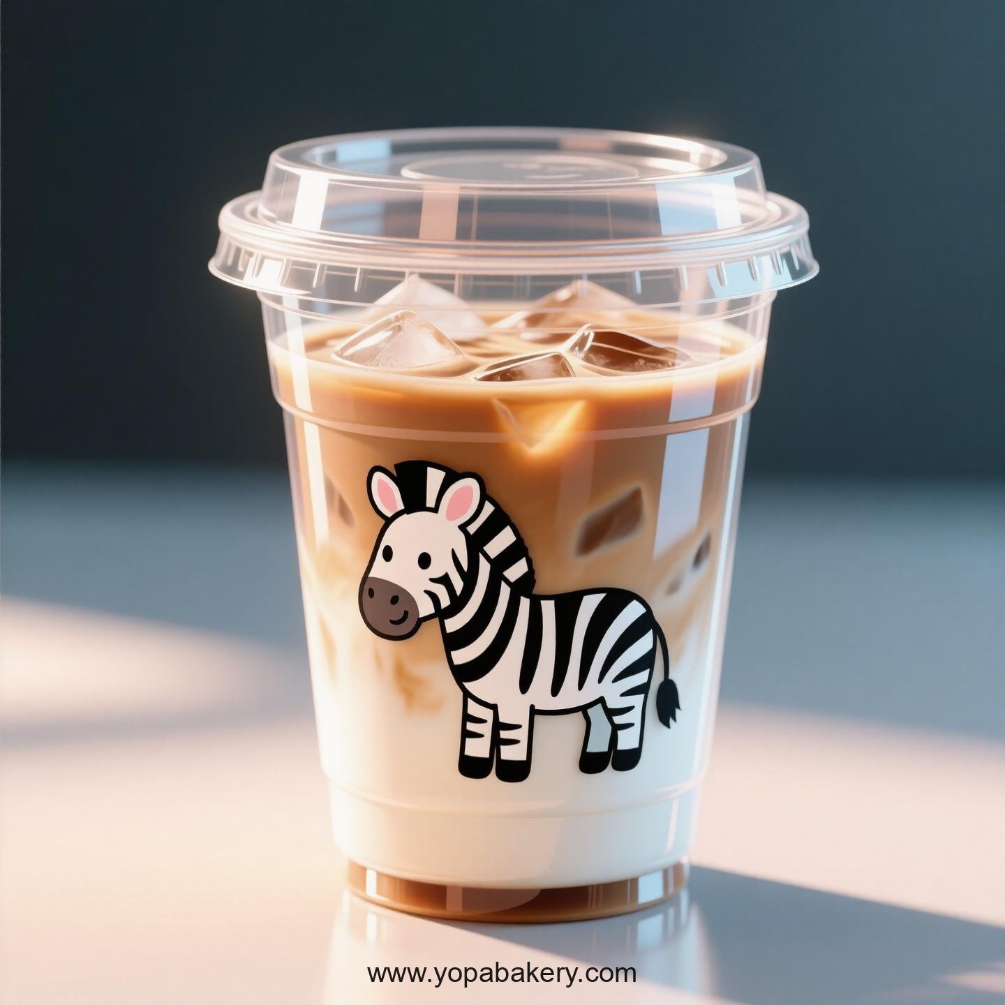Zebra Themed Clear Plastic Cups - Disposable PP & PET Coffee Cups with Lids