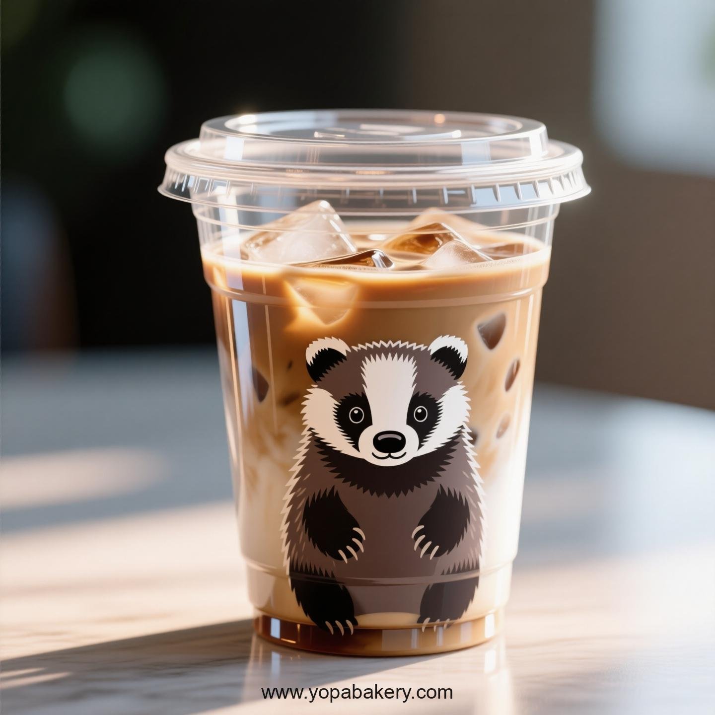 Badger Themed Clear Plastic Cups - Disposable PP & PET Coffee Cups with Lids