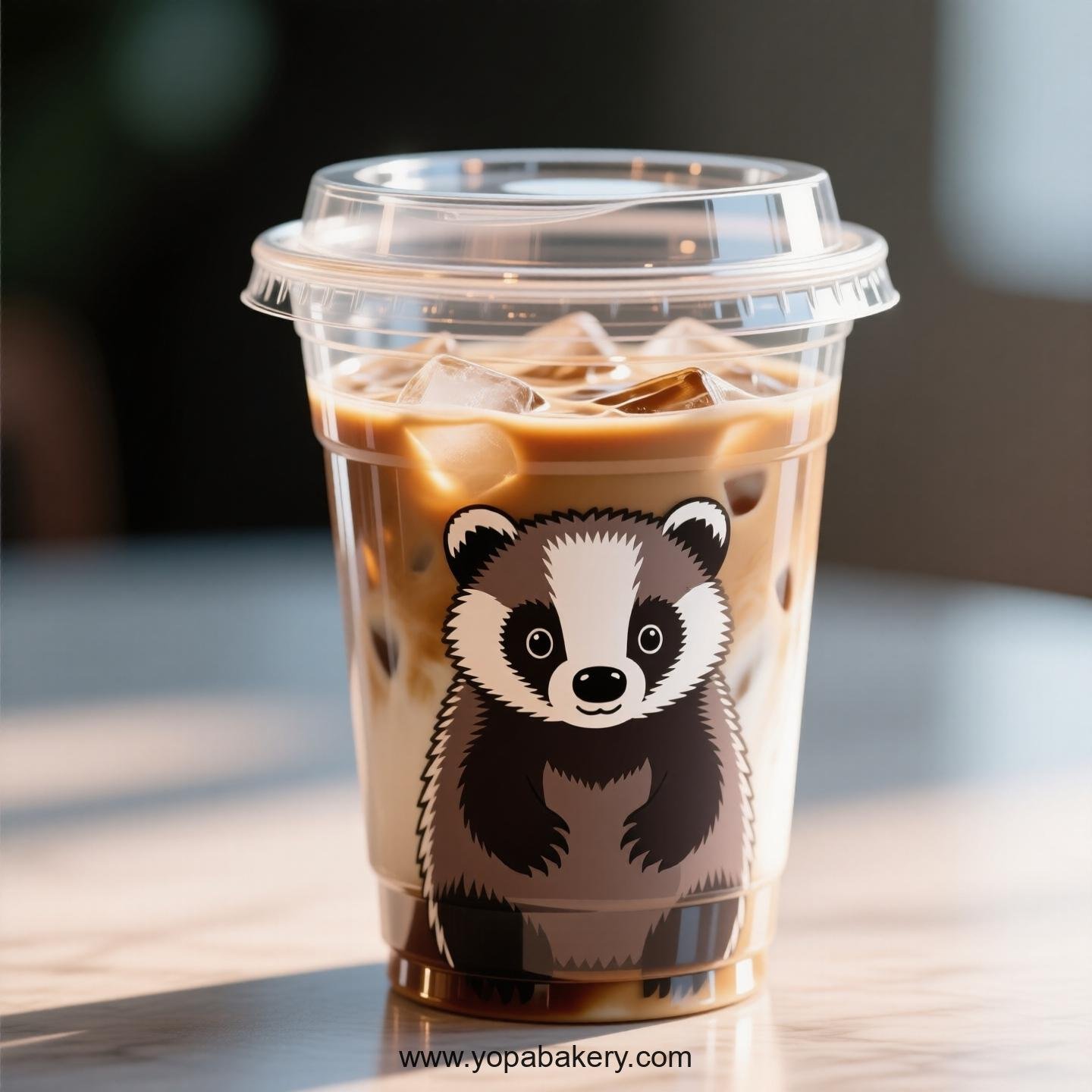 Badger Themed Clear Plastic Cups - Disposable PP & PET Coffee Cups with Lids