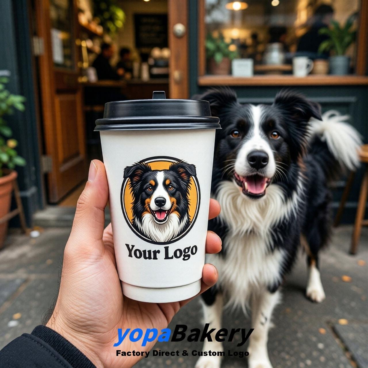 Border Collie Double Wall Paper Cups: 8oz/12oz/16oz/20oz/22oz/24oz