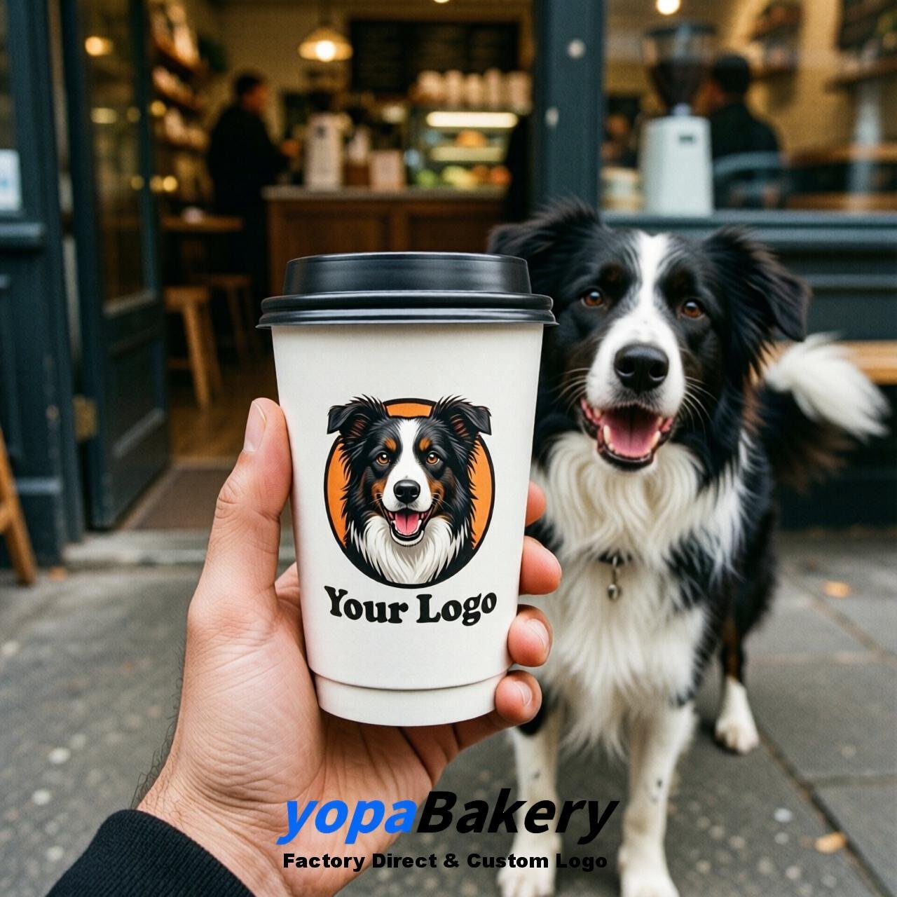 Border Collie Double Wall Paper Cups: 8oz/12oz/16oz/20oz/22oz/24oz
