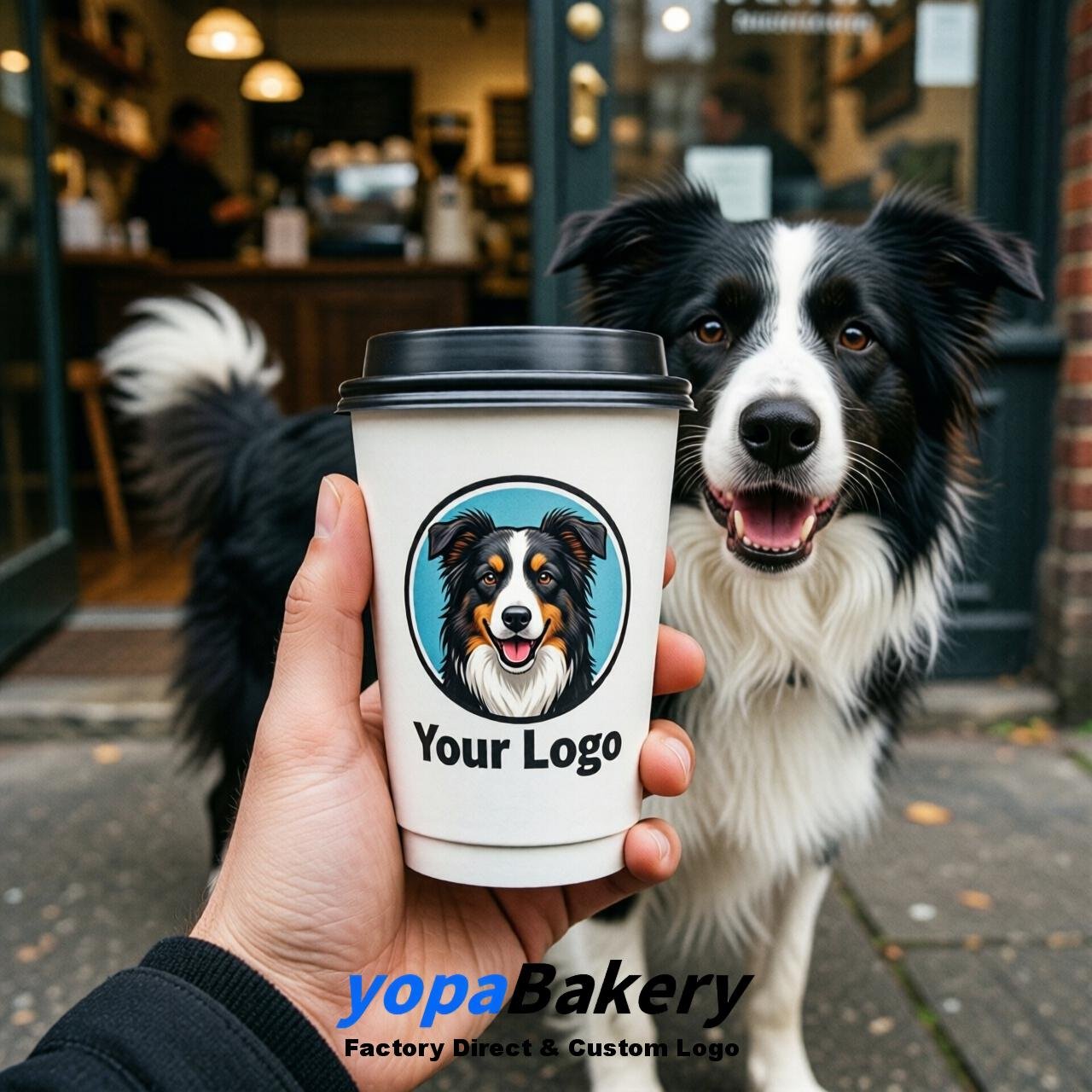 Border Collie Double Wall Paper Cups: 8oz/12oz/16oz/20oz/22oz/24oz