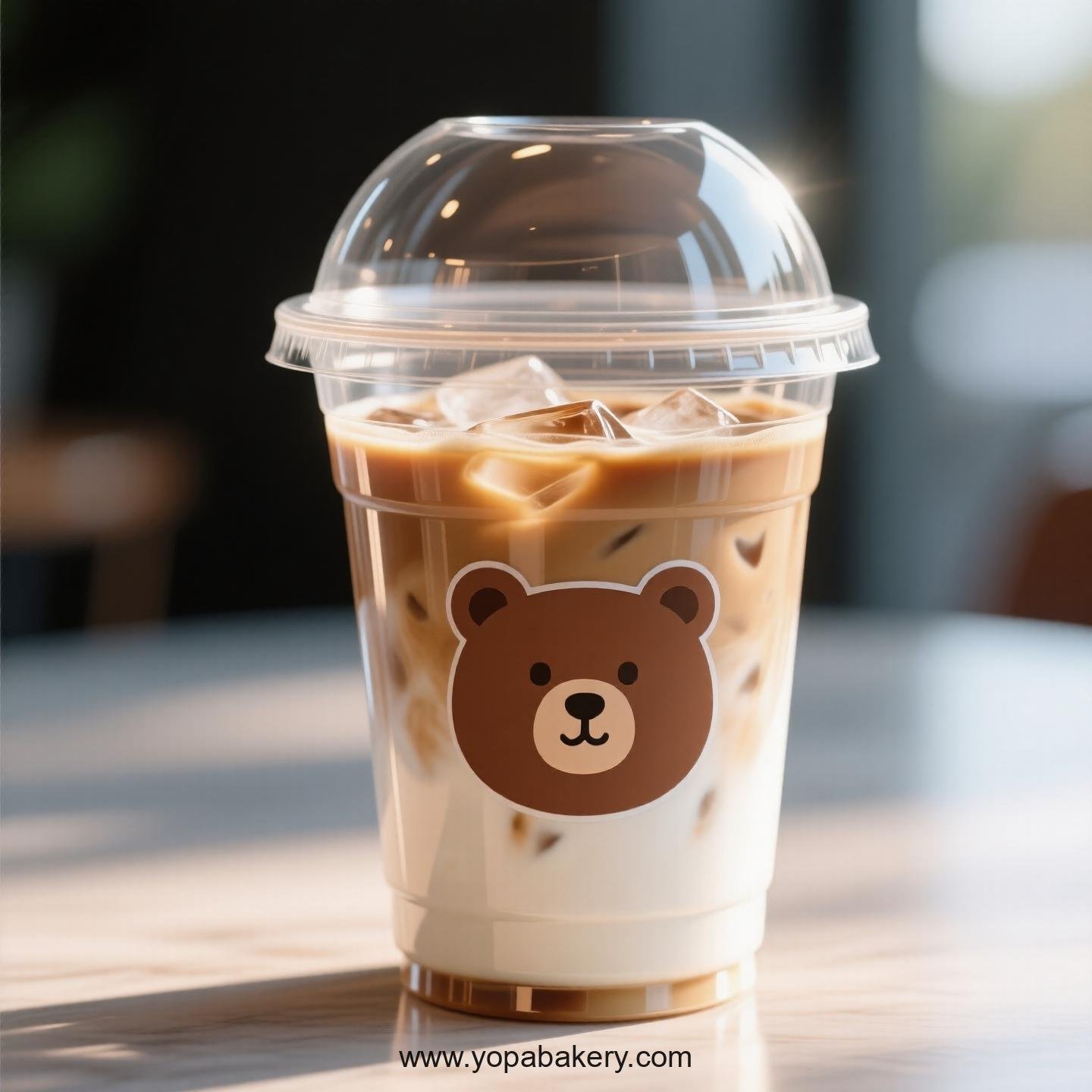 Brown Bear Themed Clear Plastic Cups - Disposable PP & PET Coffee Cups with Lids Brown Bear Themed Clear Plastic Cups - Disposable PP & PET Coffee Cups with Lids