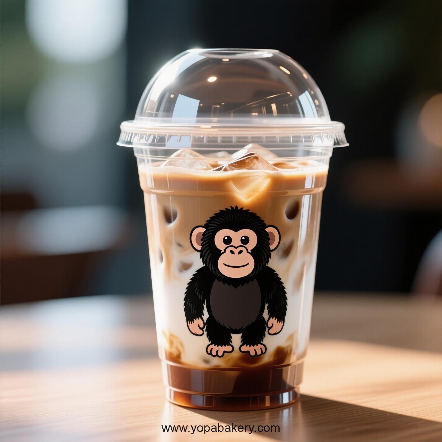 Chimpanzee Themed Clear Plastic Cups - Disposable PP & PET Coffee Cups with Lids