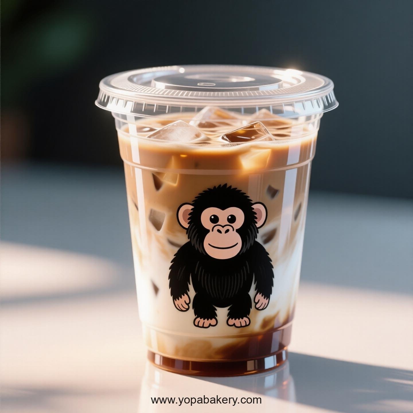 Chimpanzee Themed Clear Plastic Cups - Disposable PP & PET Coffee Cups with Lids