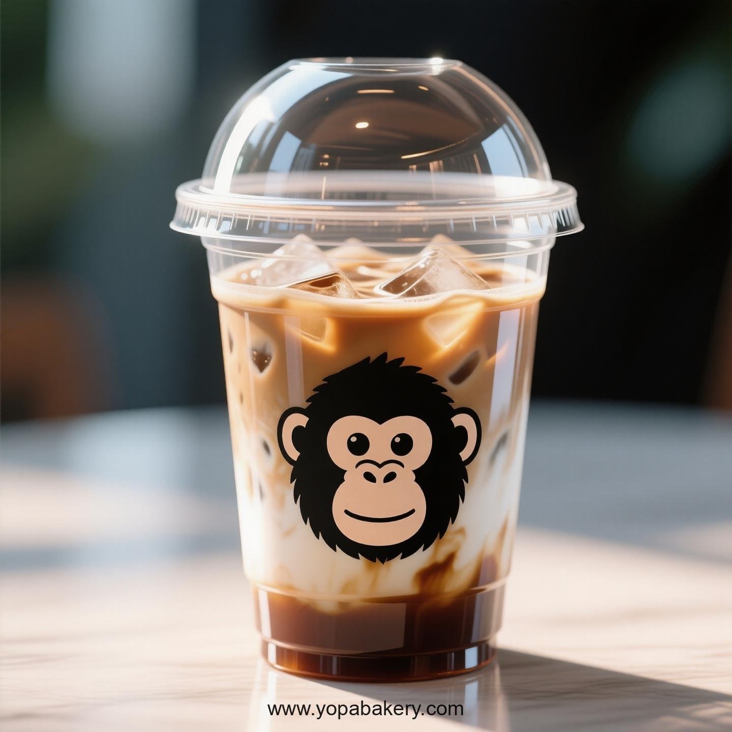 Chimpanzee Themed Clear Plastic Cups - Disposable PP & PET Coffee Cups with Lids