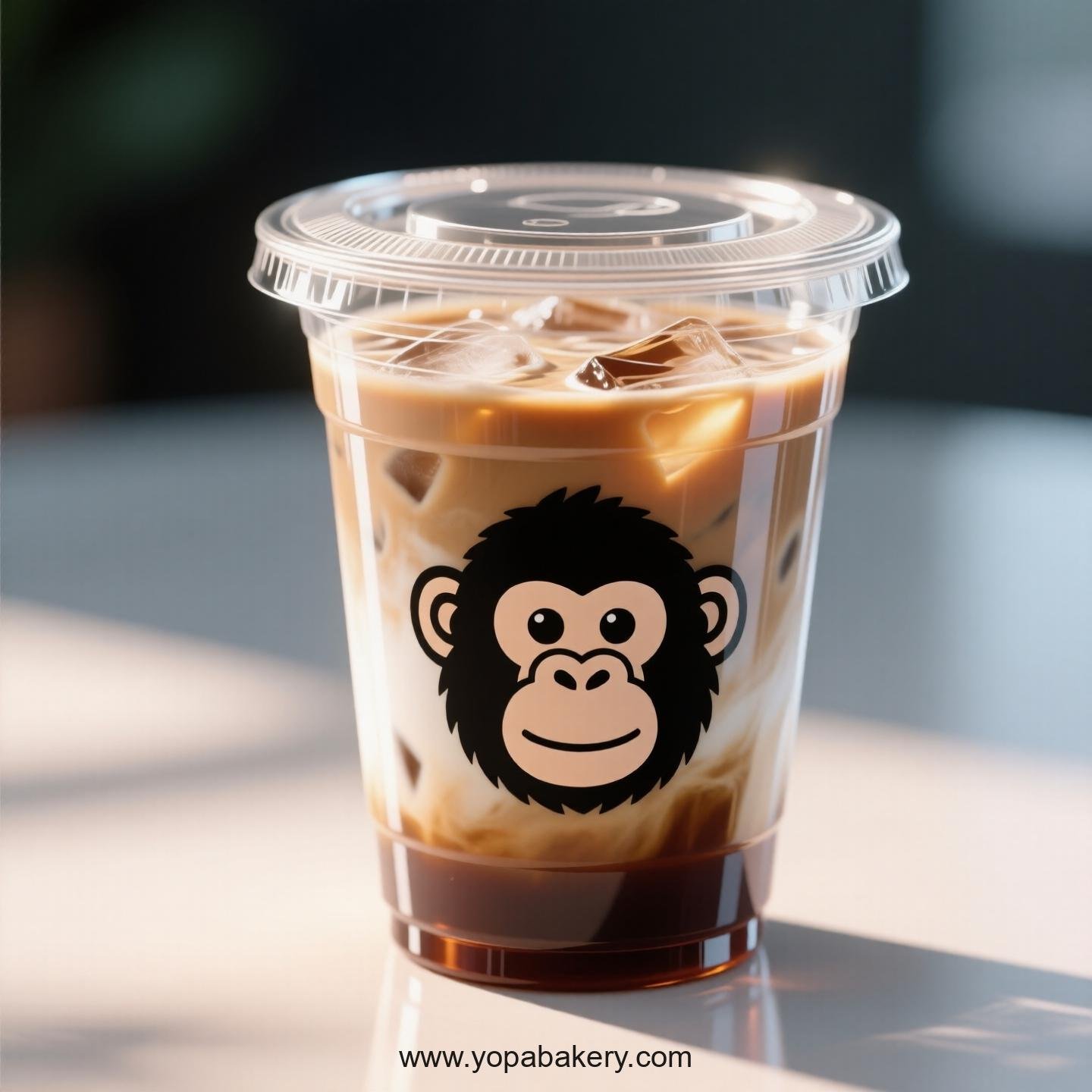 Chimpanzee Themed Clear Plastic Cups - Disposable PP & PET Coffee Cups with Lids