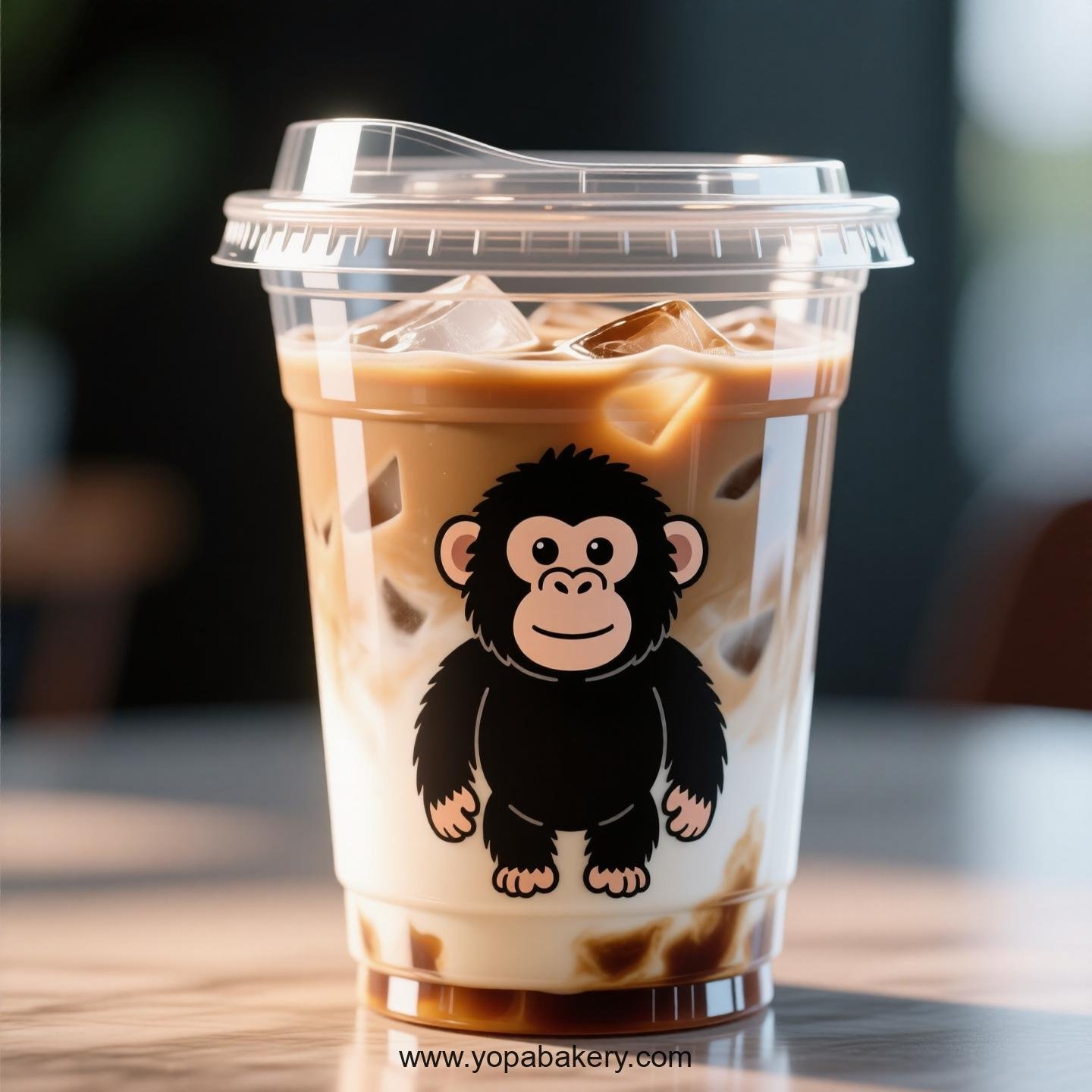 Chimpanzee Themed Clear Plastic Cups - Disposable PP & PET Coffee Cups with Lids