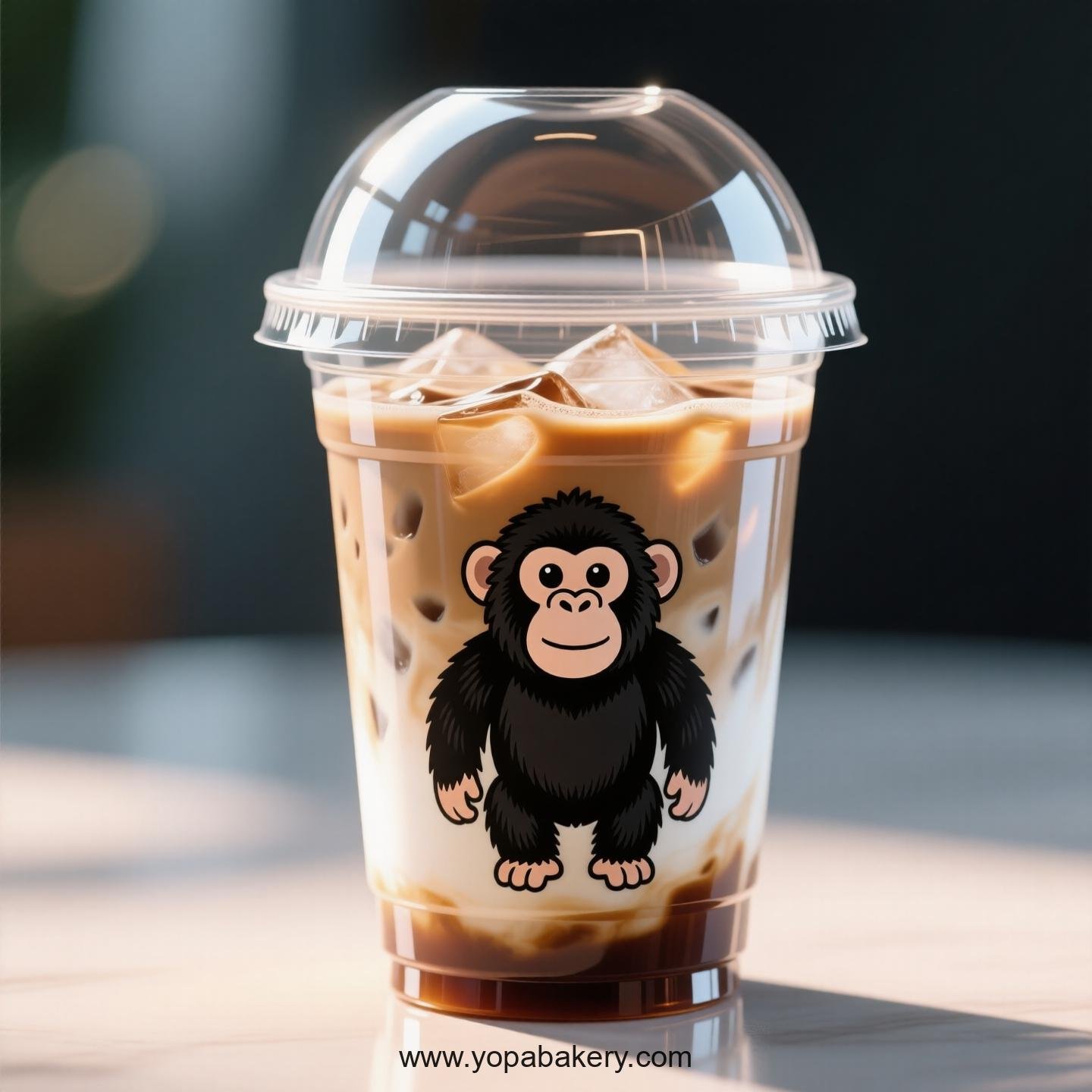 Chimpanzee Themed Clear Plastic Cups - Disposable PP & PET Coffee Cups with Lids Chimpanzee Themed Clear Plastic Cups - Disposable PP & PET Coffee Cups with Lids