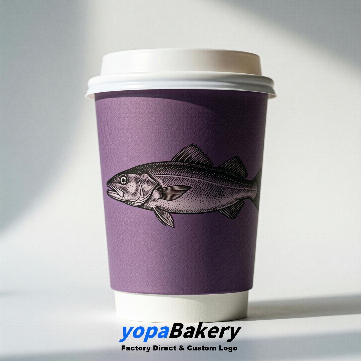 Cod Fish Double Wall Paper Cups: 100ml/120ml/200ml/240ml/300ml/360ml/400ml/500ml/600ml/700ml