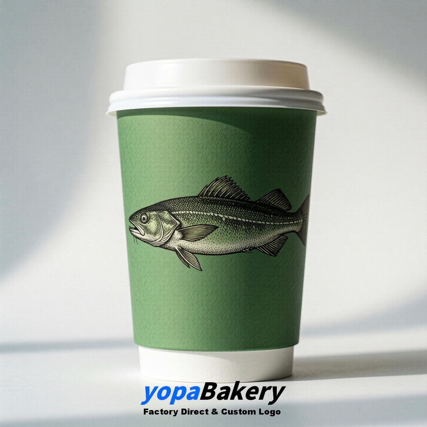 Cod Fish Double Wall Paper Cups: 100ml/120ml/200ml/240ml/300ml/360ml/400ml/500ml/600ml/700ml