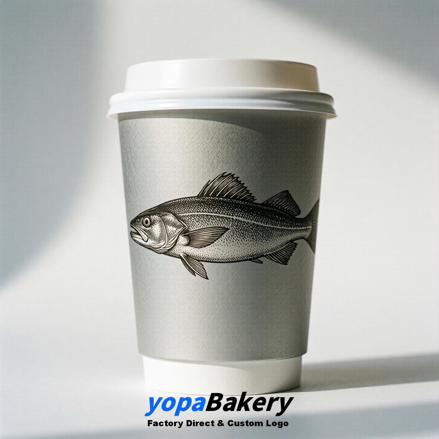 Cod Fish Double Wall Paper Cups: 100ml/120ml/200ml/240ml/300ml/360ml/400ml/500ml/600ml/700ml