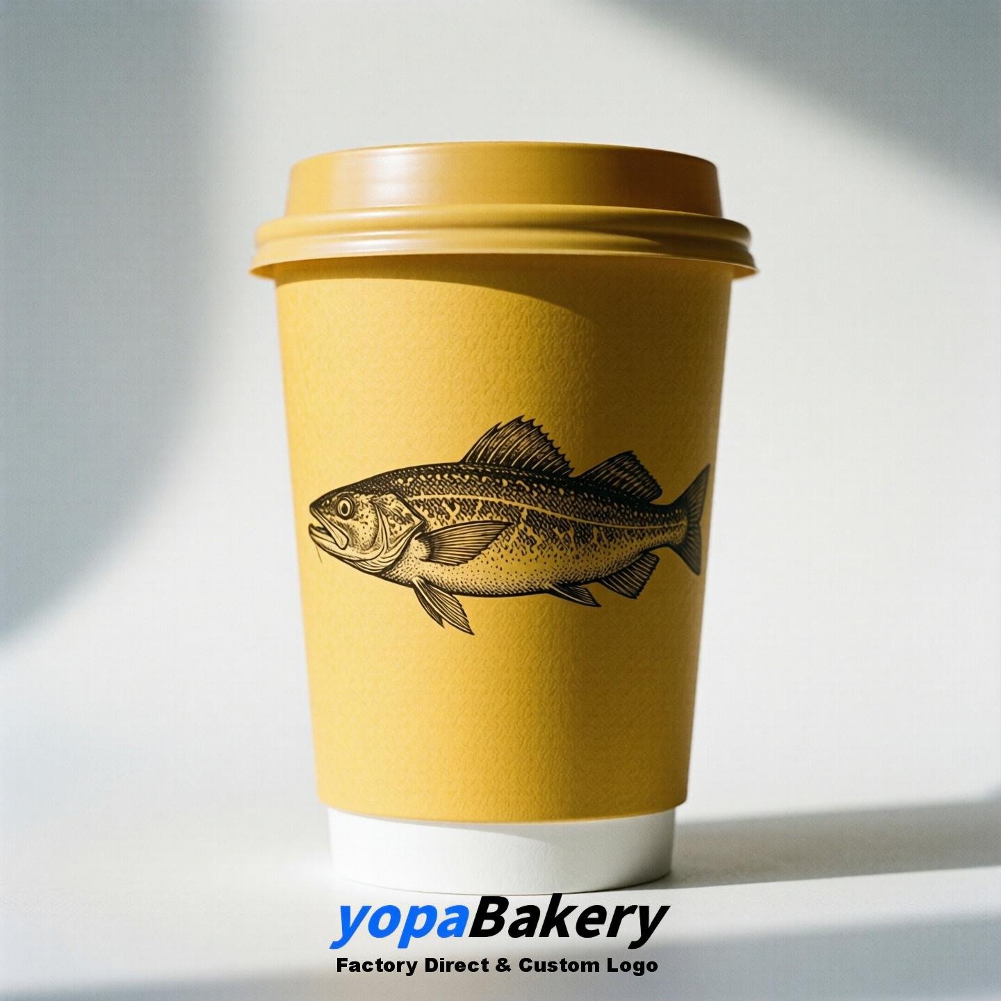 Cod Fish Double Wall Paper Cups: 100ml/120ml/200ml/240ml/300ml/360ml/400ml/500ml/600ml/700ml
