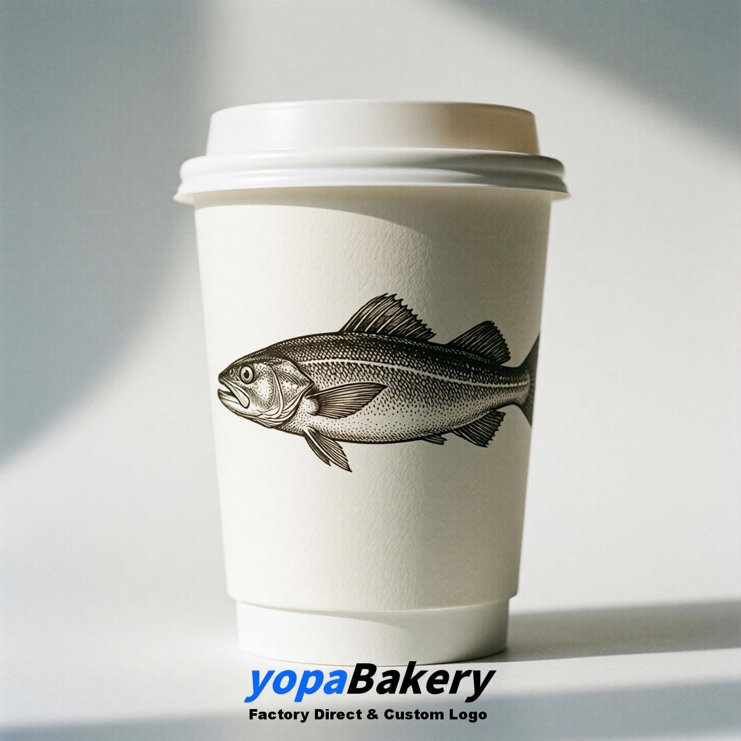 Cod Fish Double Wall Paper Cups: 100ml/120ml/200ml/240ml/300ml/360ml/400ml/500ml/600ml/700ml