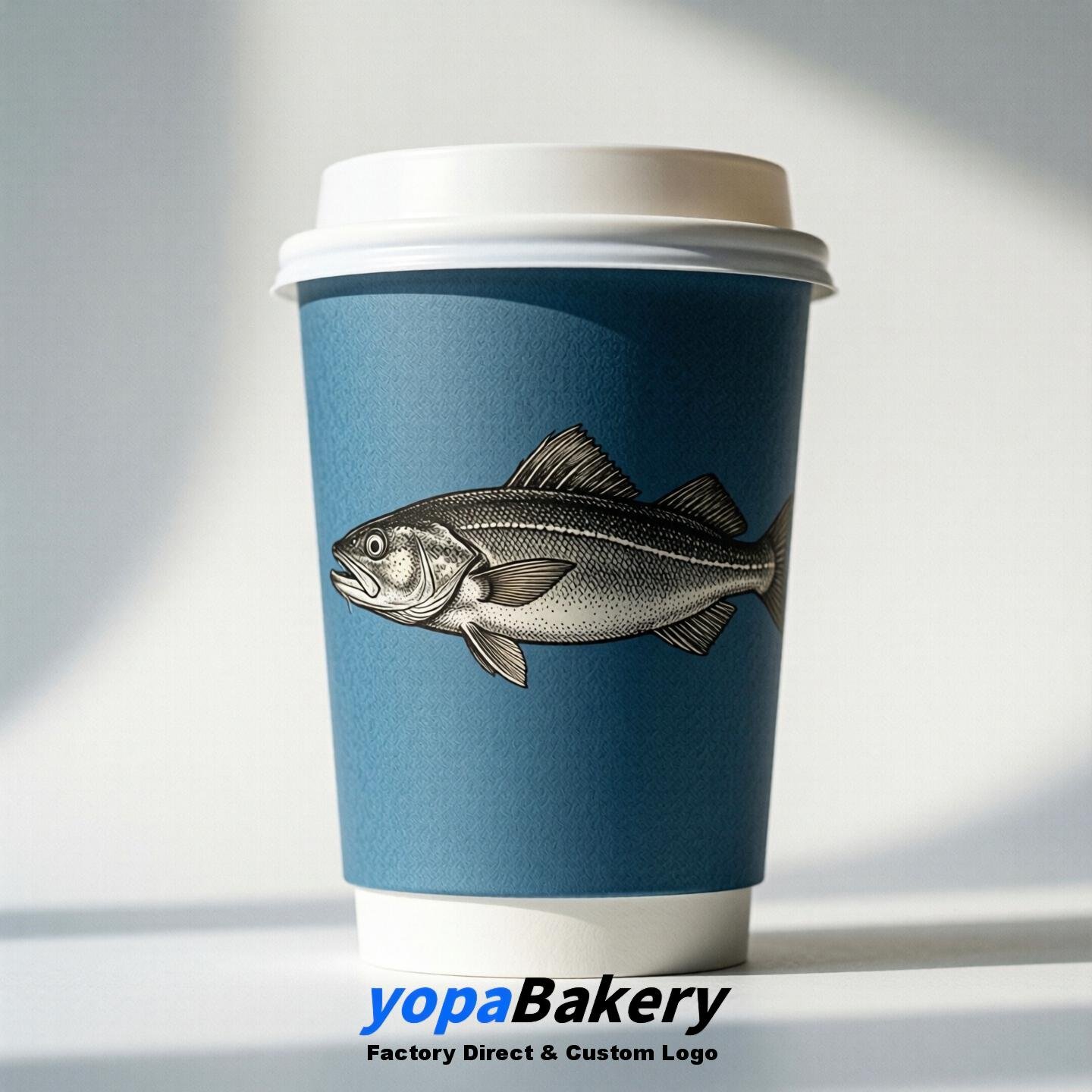 Cod Fish Double Wall Paper Cups: 100ml/120ml/200ml/240ml/300ml/360ml/400ml/500ml/600ml/700ml
