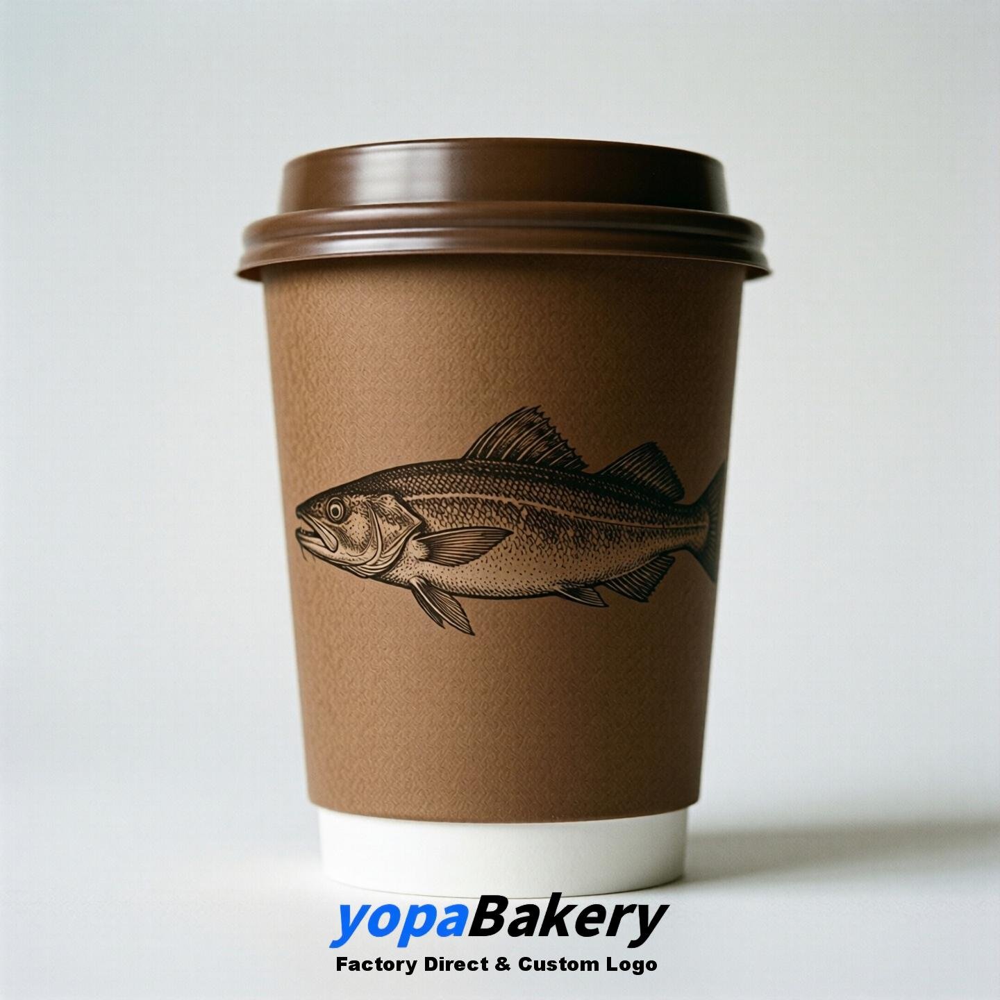 Cod Fish Double Wall Paper Cups: 100ml/120ml/200ml/240ml/300ml/360ml/400ml/500ml/600ml/700ml