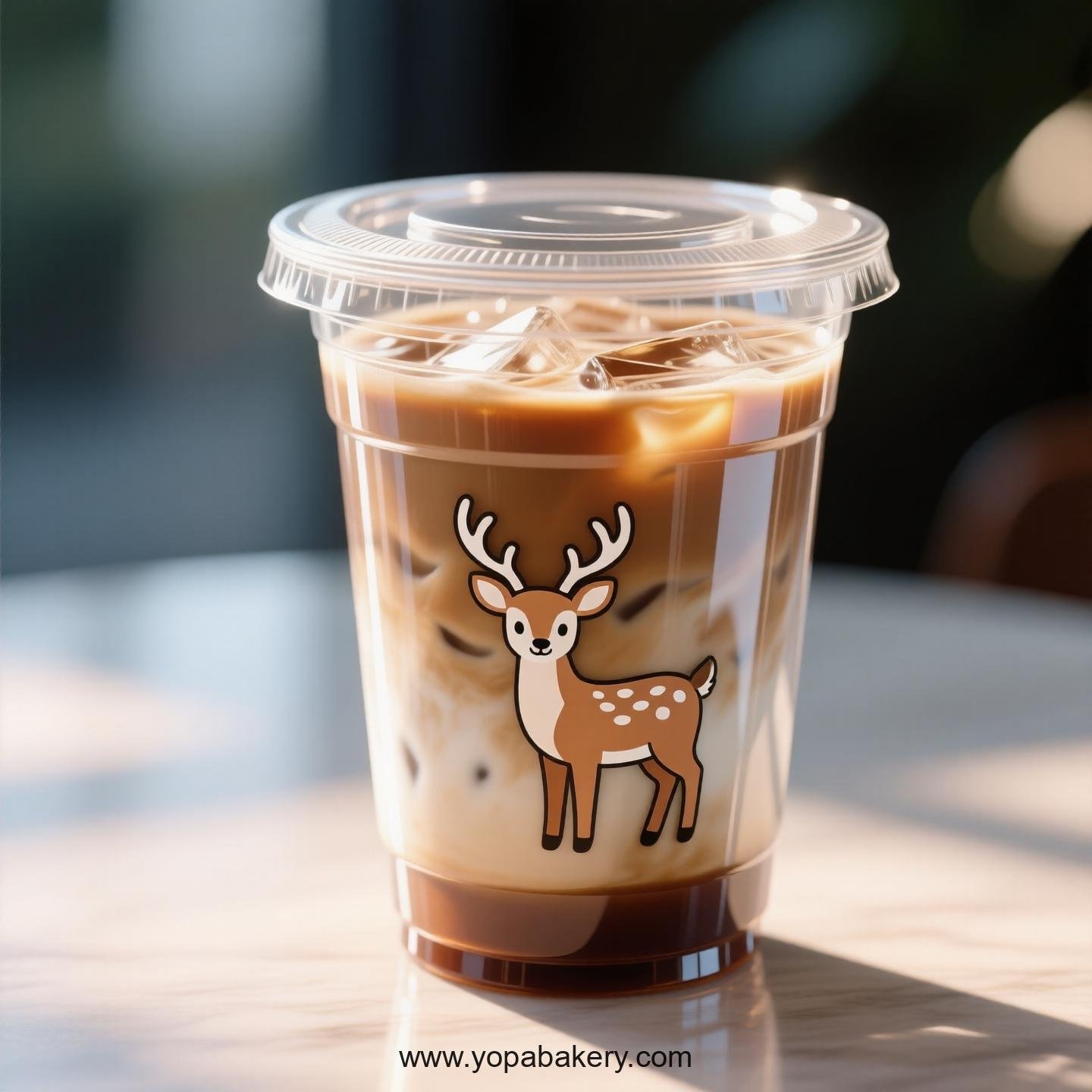 Deer Themed Clear Plastic Cups - Disposable PP & PET Coffee Cups with Lids