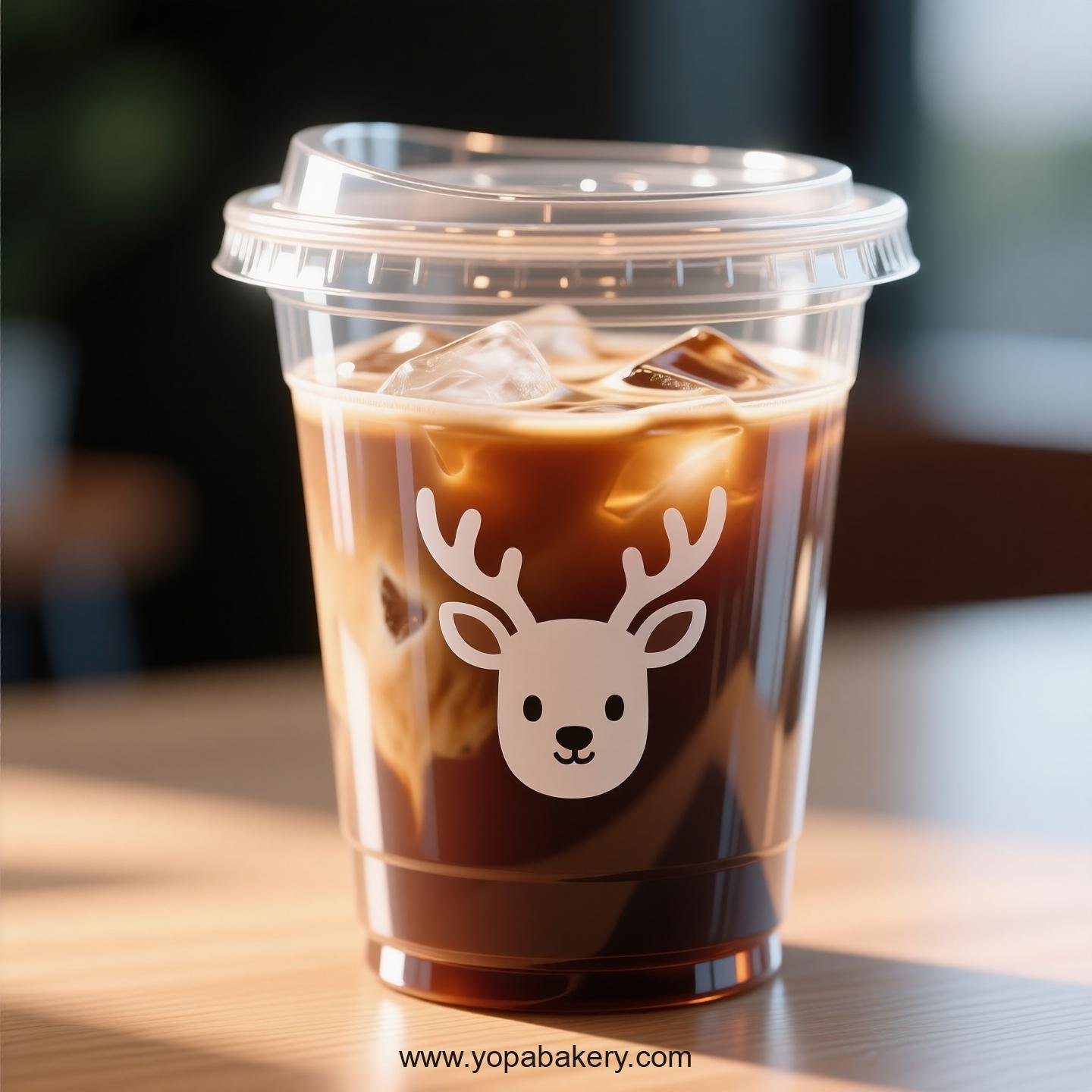 Deer Themed Clear Plastic Cups - Disposable PP & PET Coffee Cups with Lids