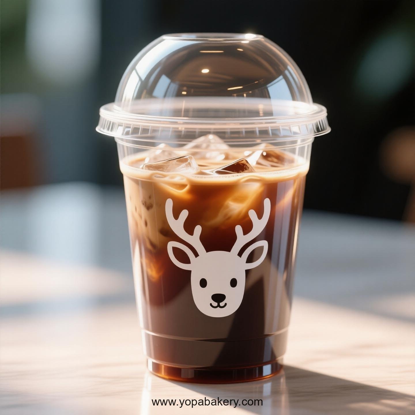 Deer Themed Clear Plastic Cups - Disposable PP & PET Coffee Cups with Lids