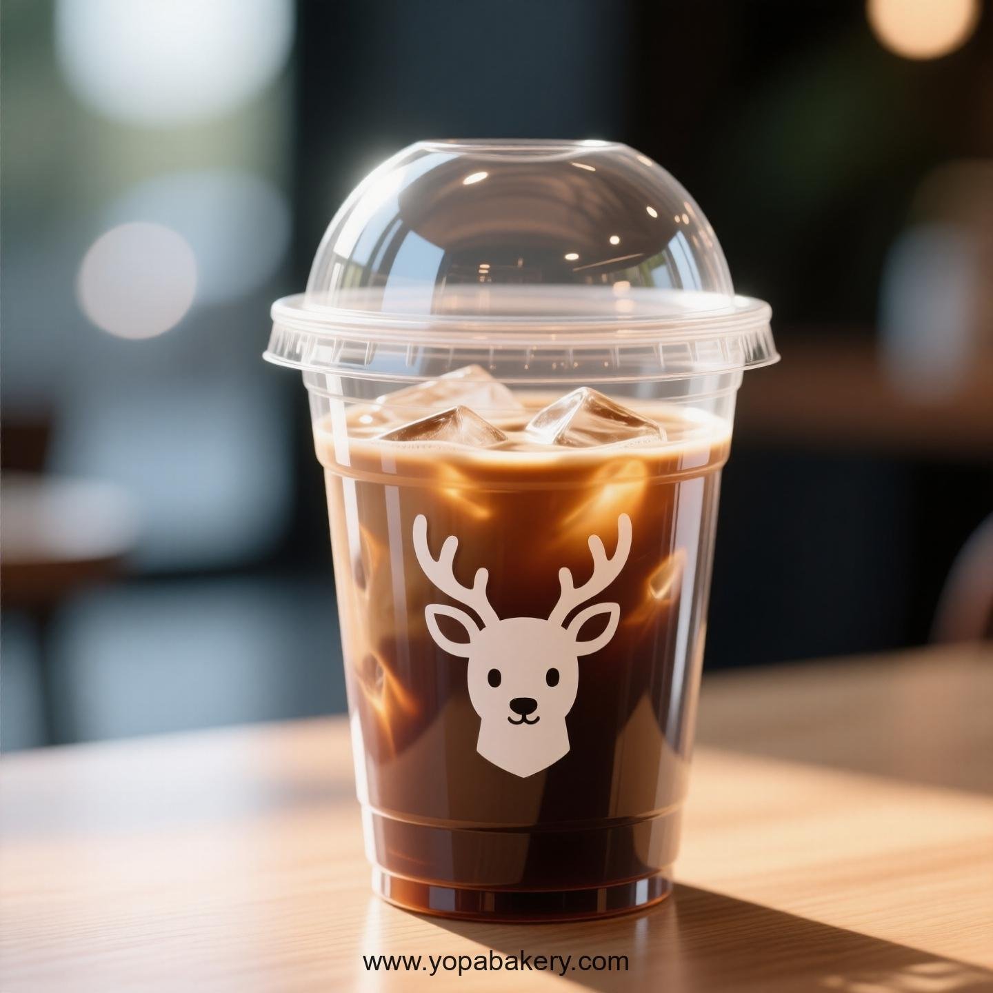 Deer Themed Clear Plastic Cups - Disposable PP & PET Coffee Cups with Lids
