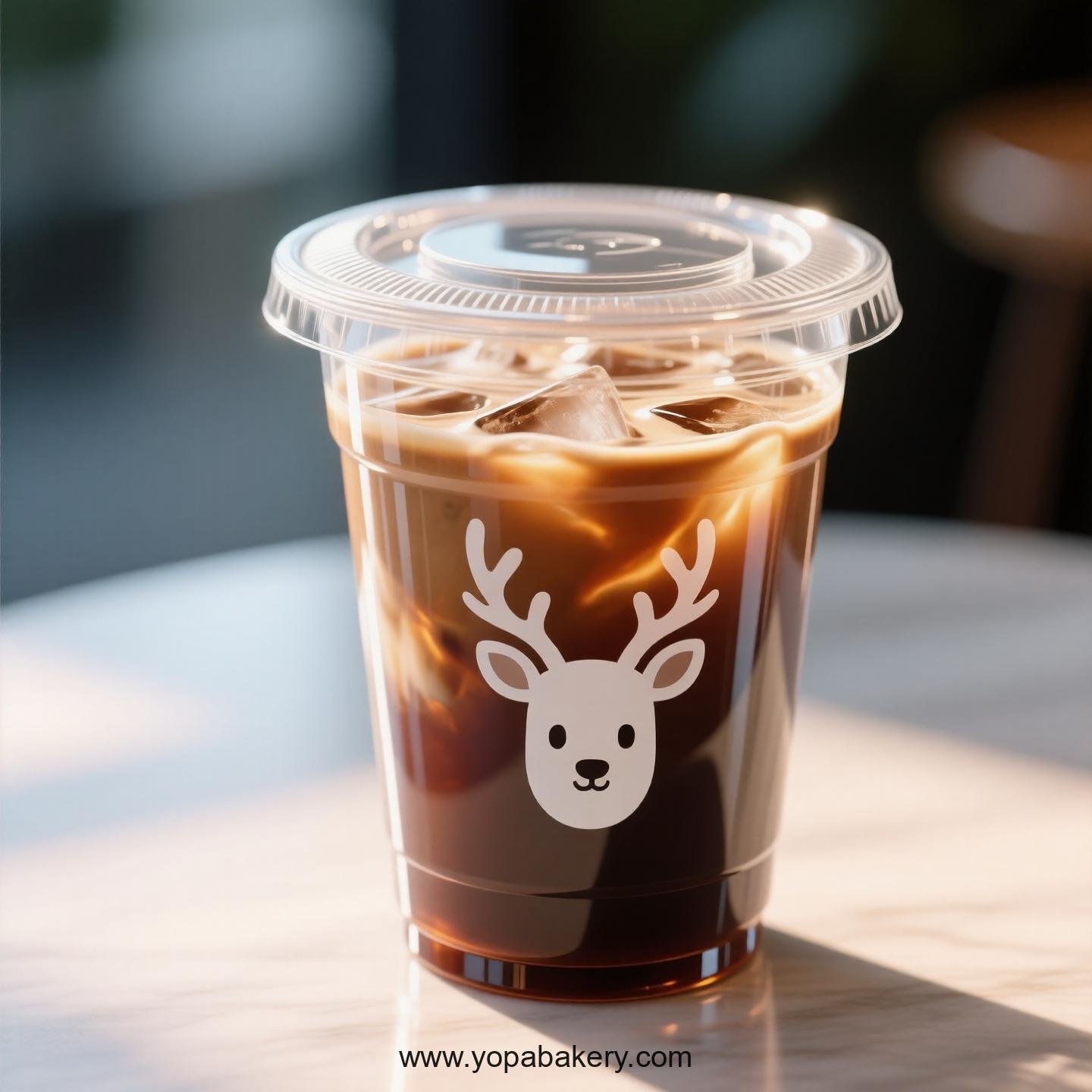 Deer Themed Clear Plastic Cups - Disposable PP & PET Coffee Cups with Lids