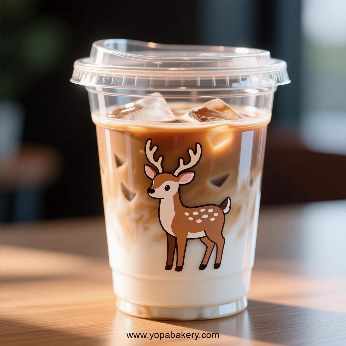 Deer Themed Clear Plastic Cups - Disposable PP & PET Coffee Cups with Lids