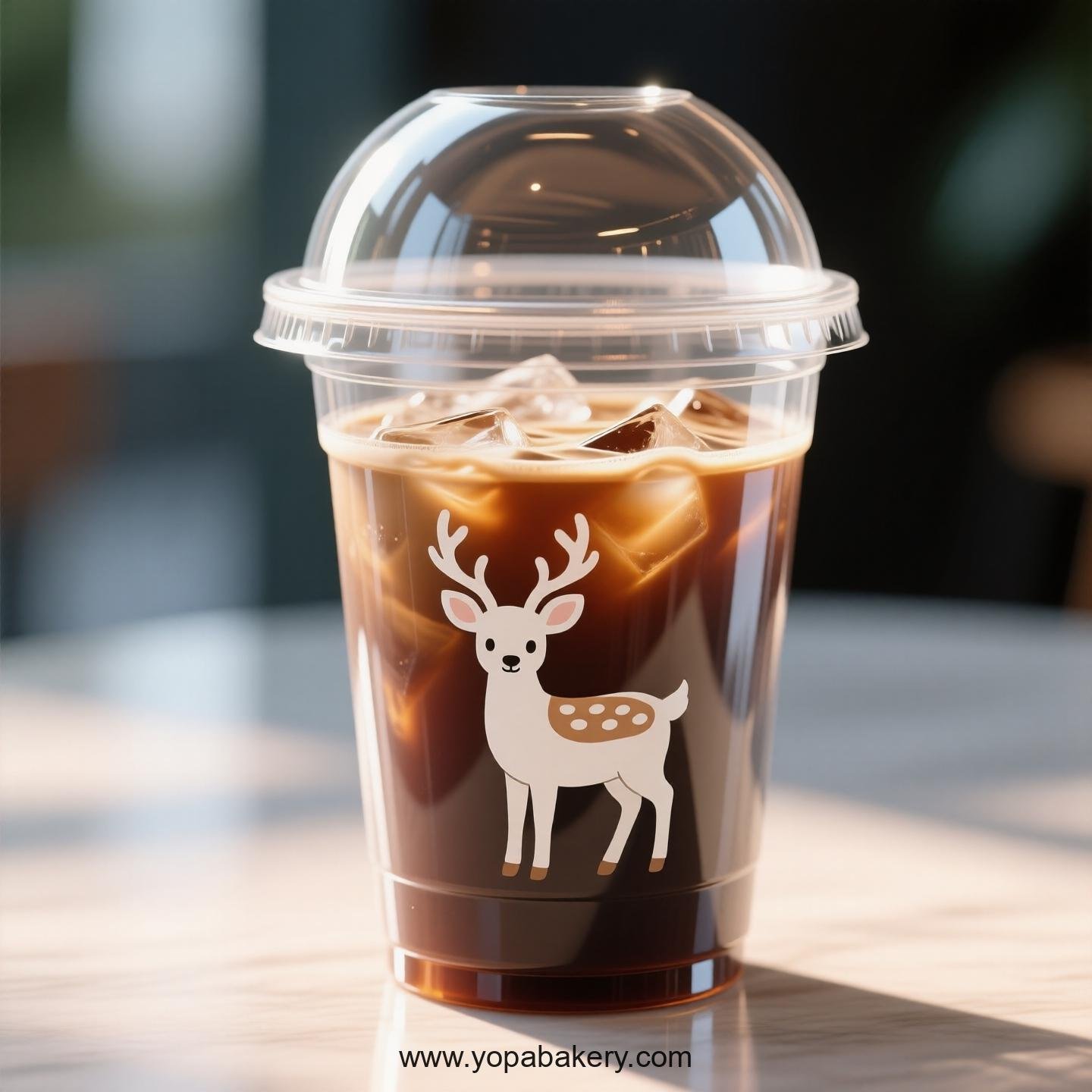 Deer Themed Clear Plastic Cups - Disposable PP & PET Coffee Cups with Lids