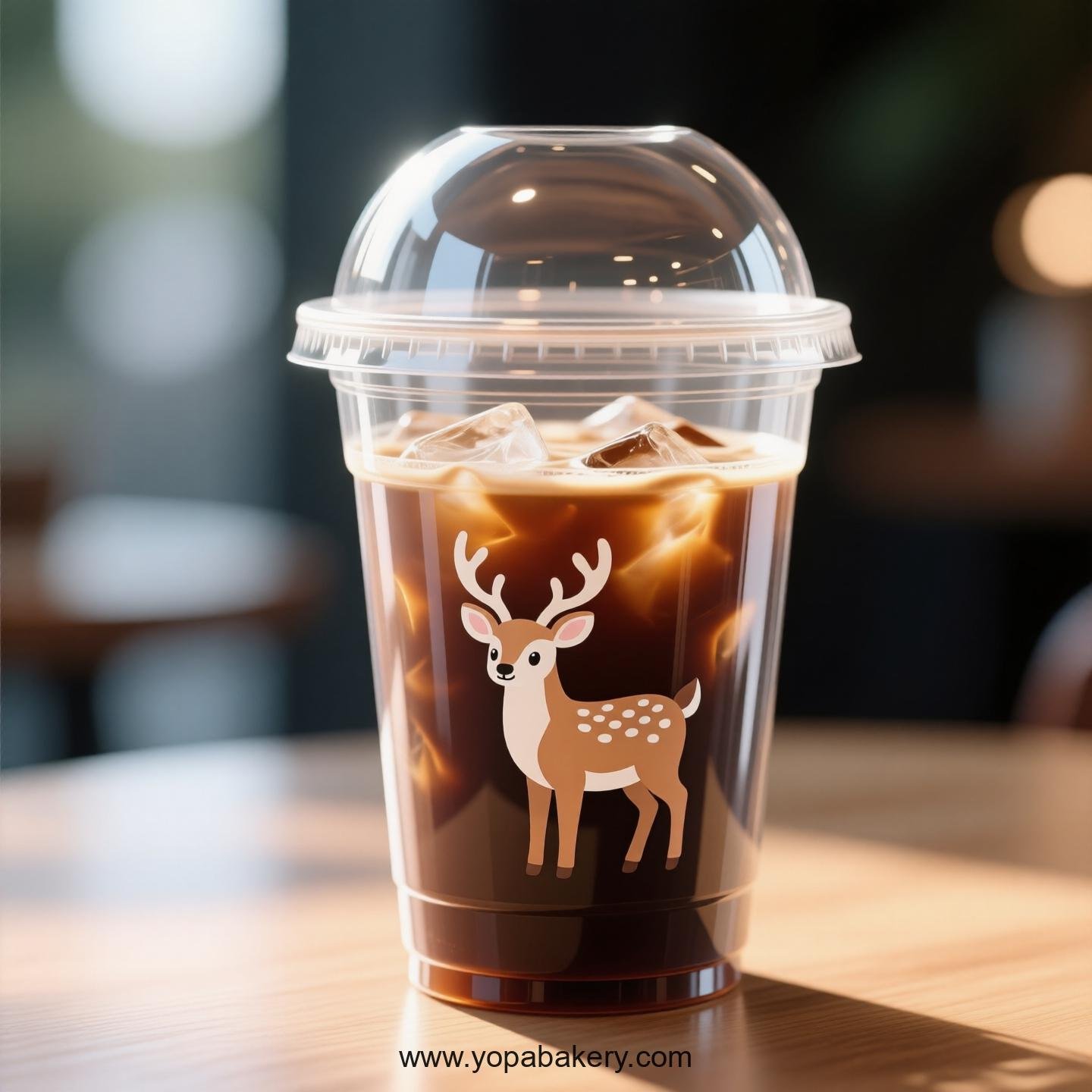 Deer Themed Clear Plastic Cups - Disposable PP & PET Coffee Cups with Lids Deer Themed Clear Plastic Cups - Disposable PP & PET Coffee Cups with Lids