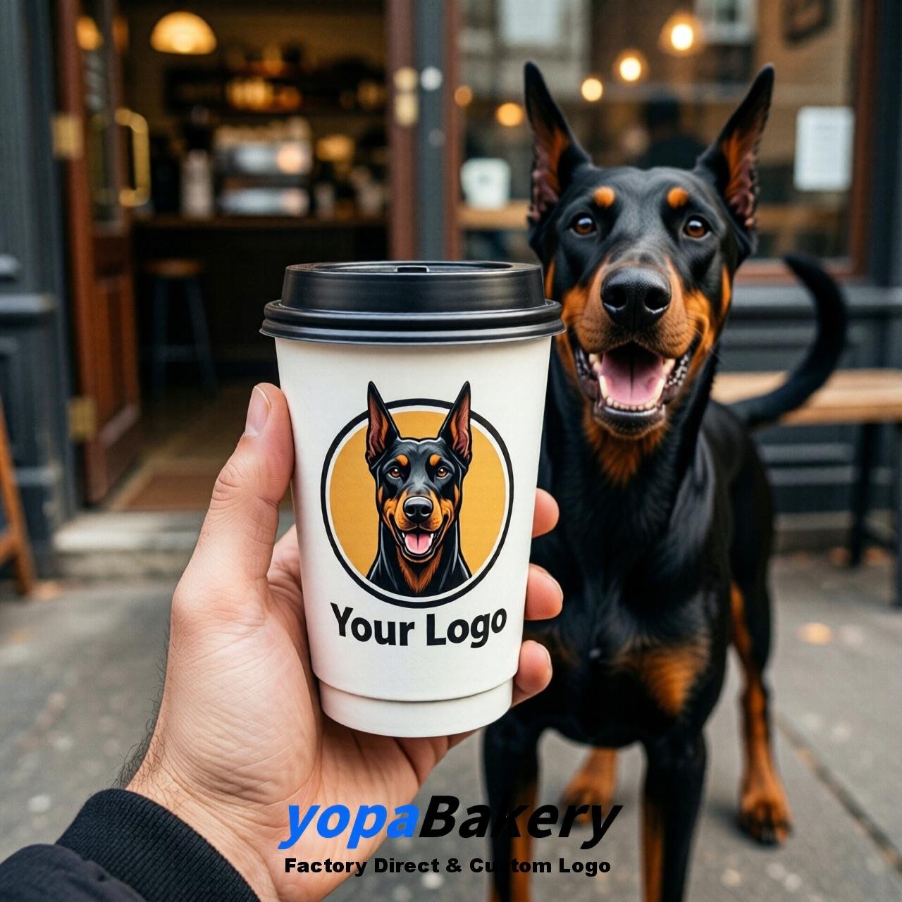 Doberman Pinscher Double Wall Paper Cups: 8oz/12oz/16oz/20oz/22oz/24oz