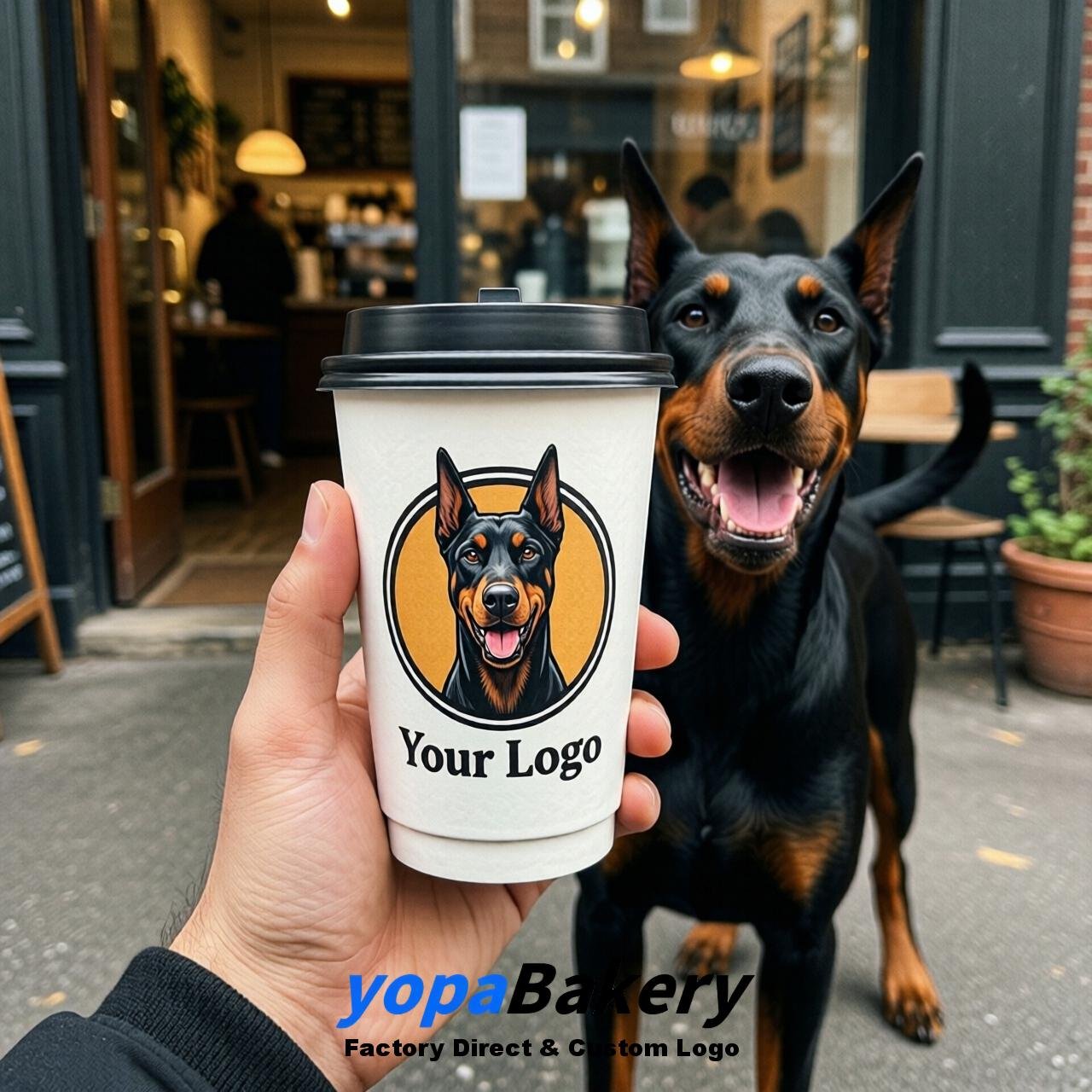 Doberman Pinscher Double Wall Paper Cups: 8oz/12oz/16oz/20oz/22oz/24oz