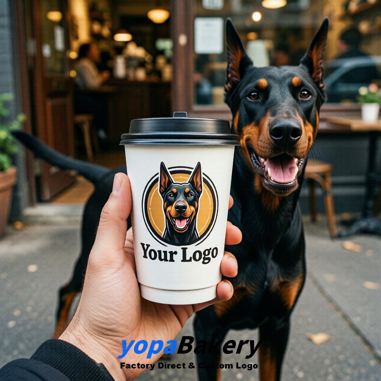 Doberman Pinscher Double Wall Paper Cups: 8oz/12oz/16oz/20oz/22oz/24oz