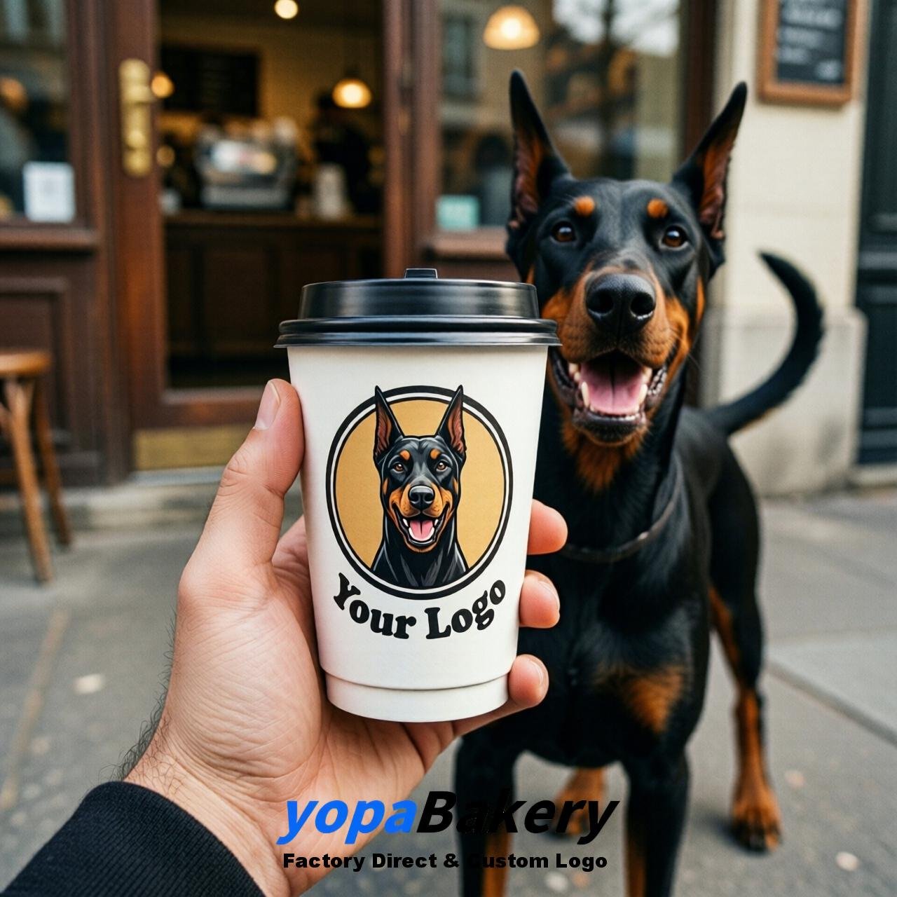Doberman Pinscher Double Wall Paper Cups: 8oz/12oz/16oz/20oz/22oz/24oz