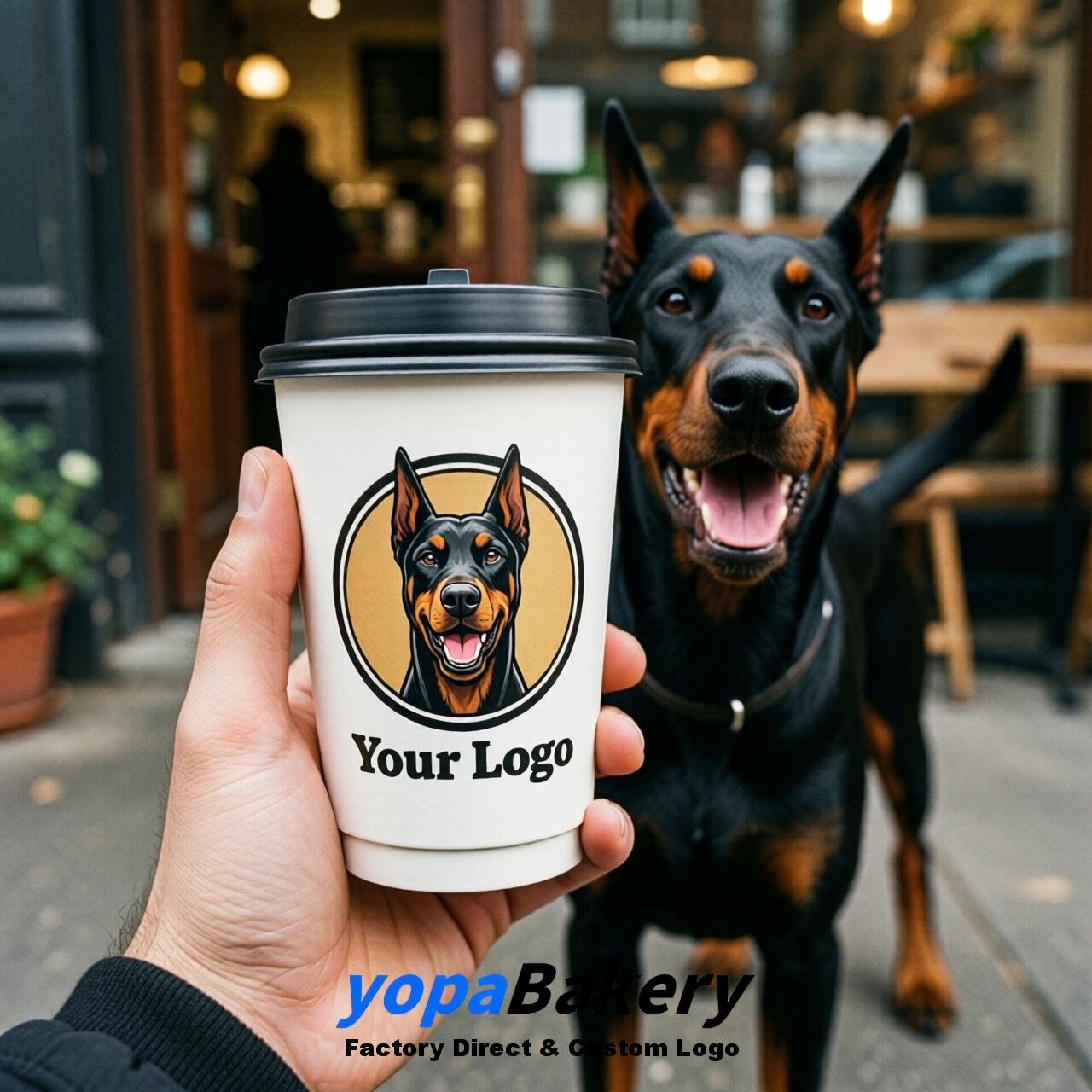 Doberman Pinscher Double Wall Paper Cups: 8oz/12oz/16oz/20oz/22oz/24oz