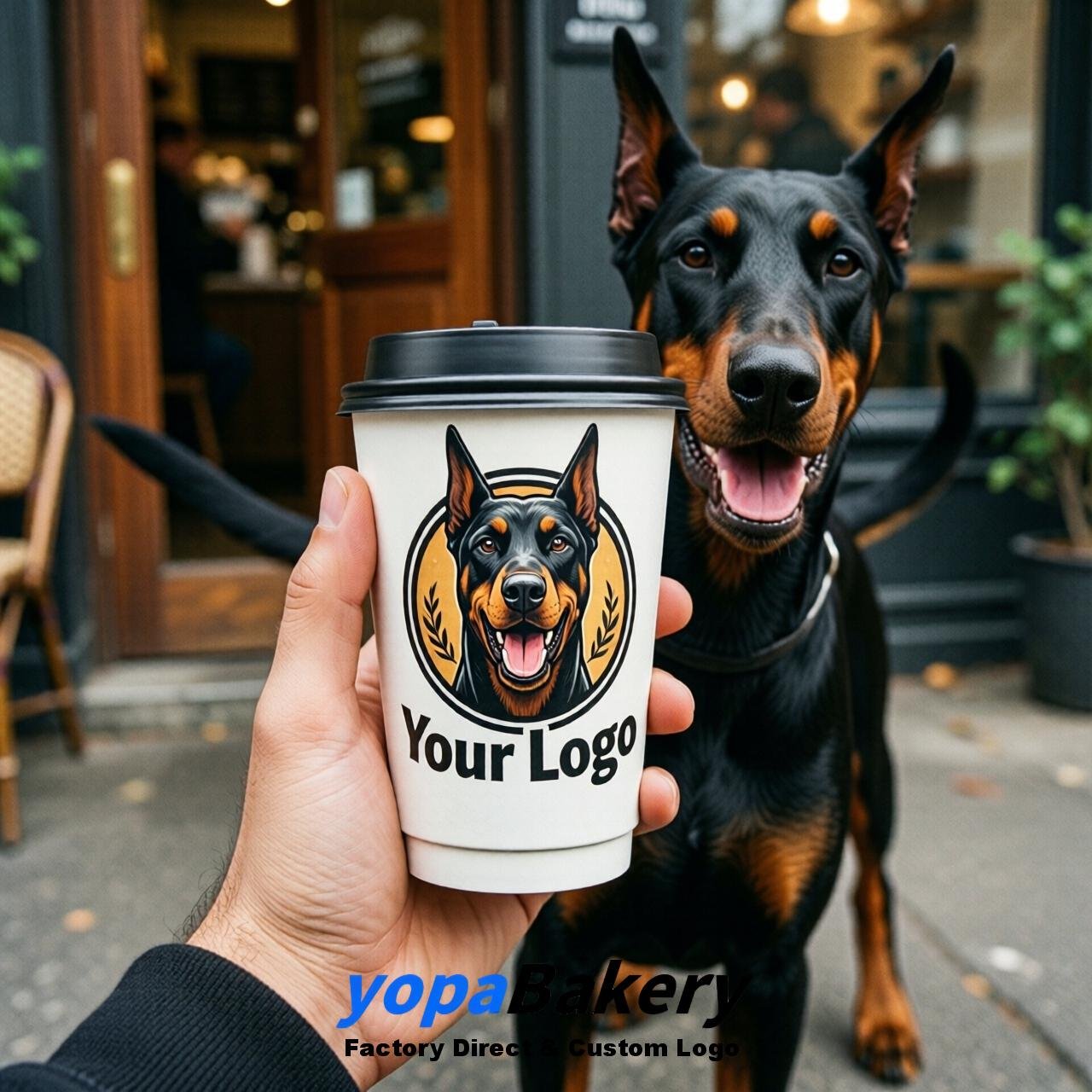 Doberman Pinscher Double Wall Paper Cups: 8oz/12oz/16oz/20oz/22oz/24oz