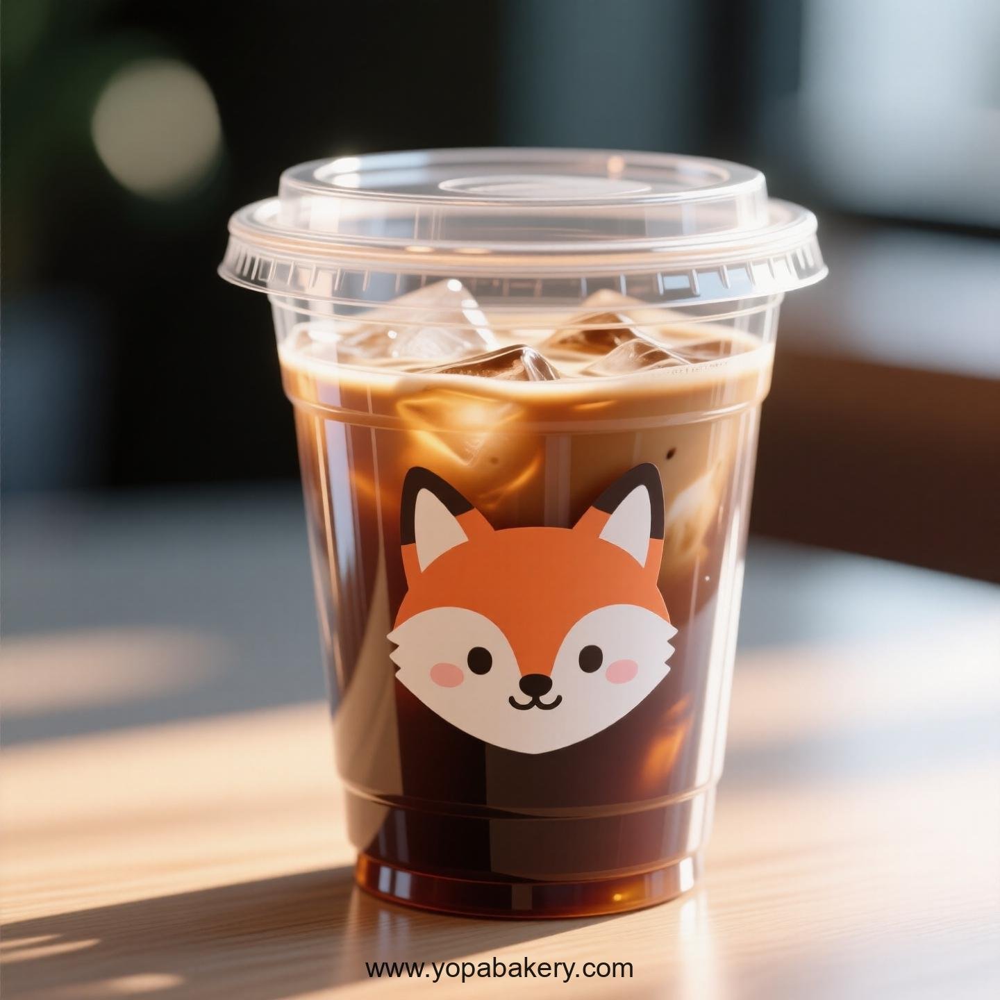 Fox Themed Clear Plastic Cups - Disposable PP & PET Coffee Cups with Lids